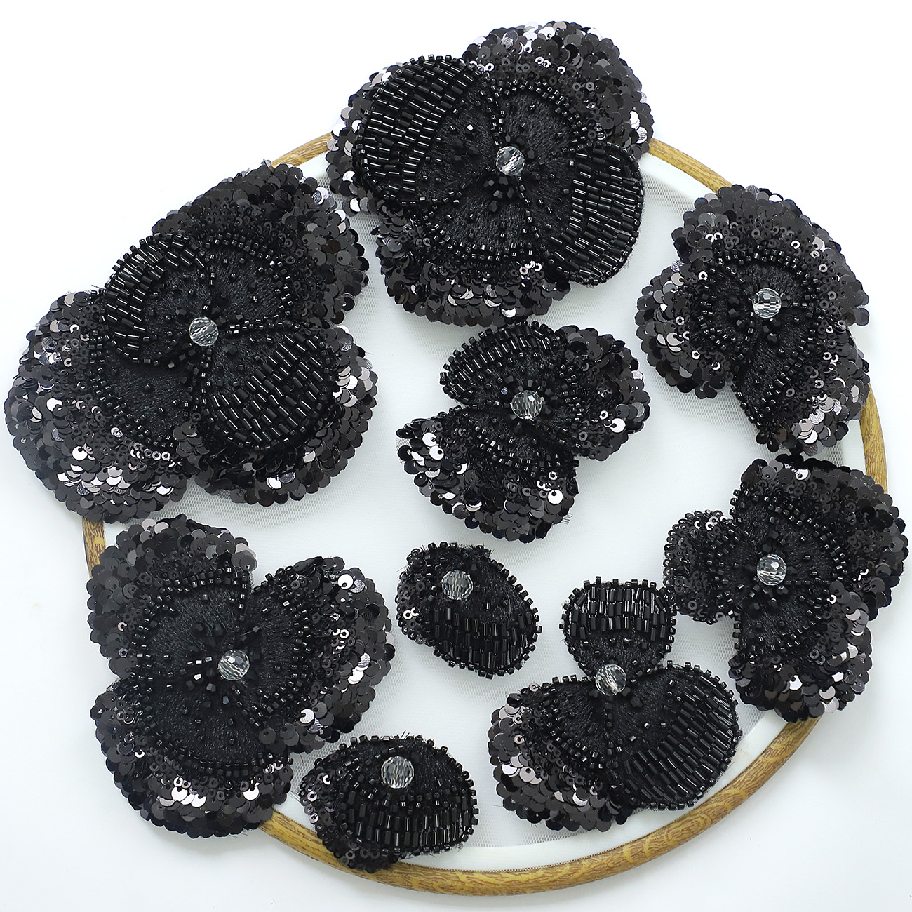 Yanzi Handmade 3d Flower Sequin Beads Applique(YZDH067)