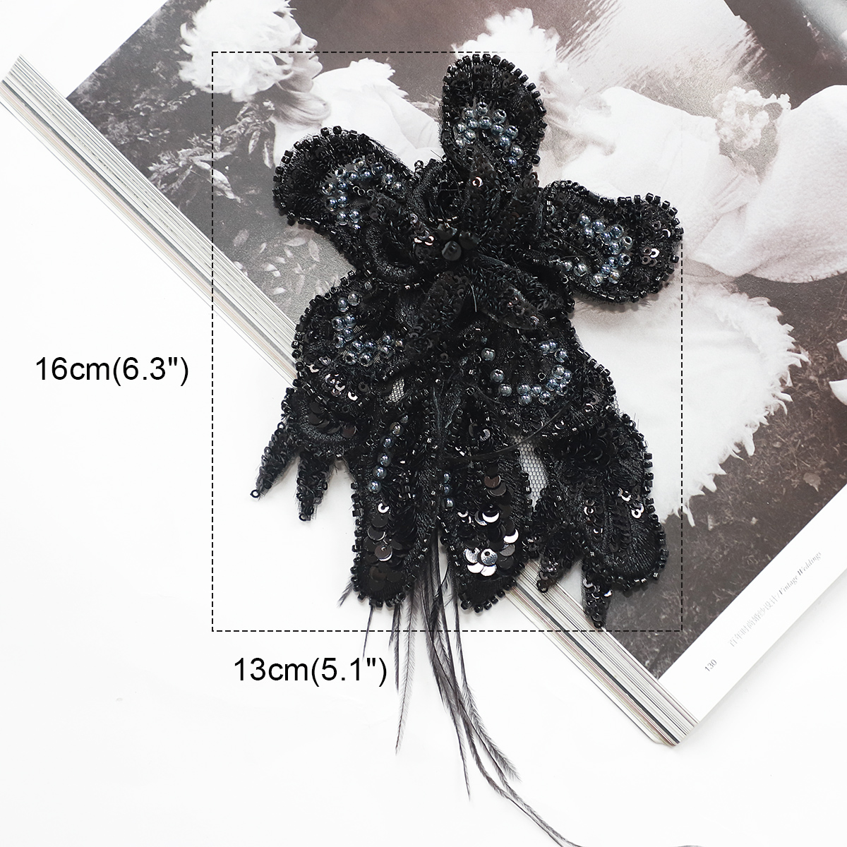 Yanzi Handmade 3d Flower Sequin Beads Applique for Dress Clothing Accessories (YZLQ013）