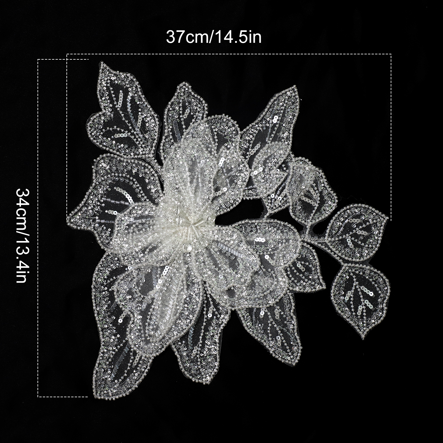 Yanzi Handmade Rhinestones Applique Sewing Beads Stones Trim Lace Patches Sequins Beaded Accessory for Wedding Dresses DIY Decorative Clothes (YZDH001）