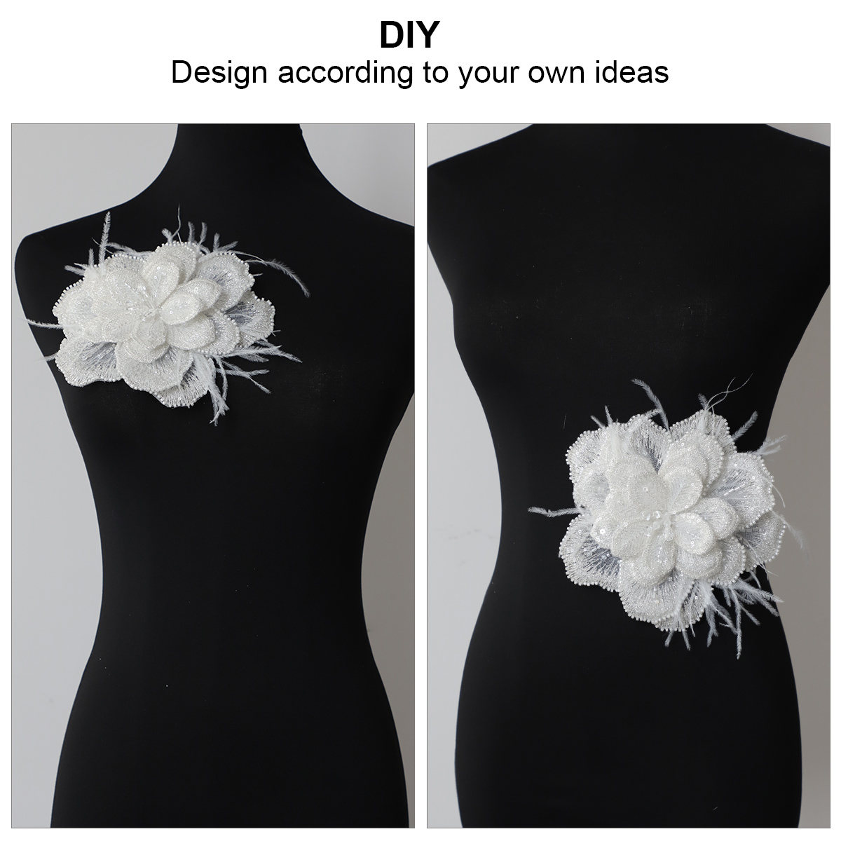 Yanzi Handmade 3d Flower Sequin Beads Applique(YZDH091)