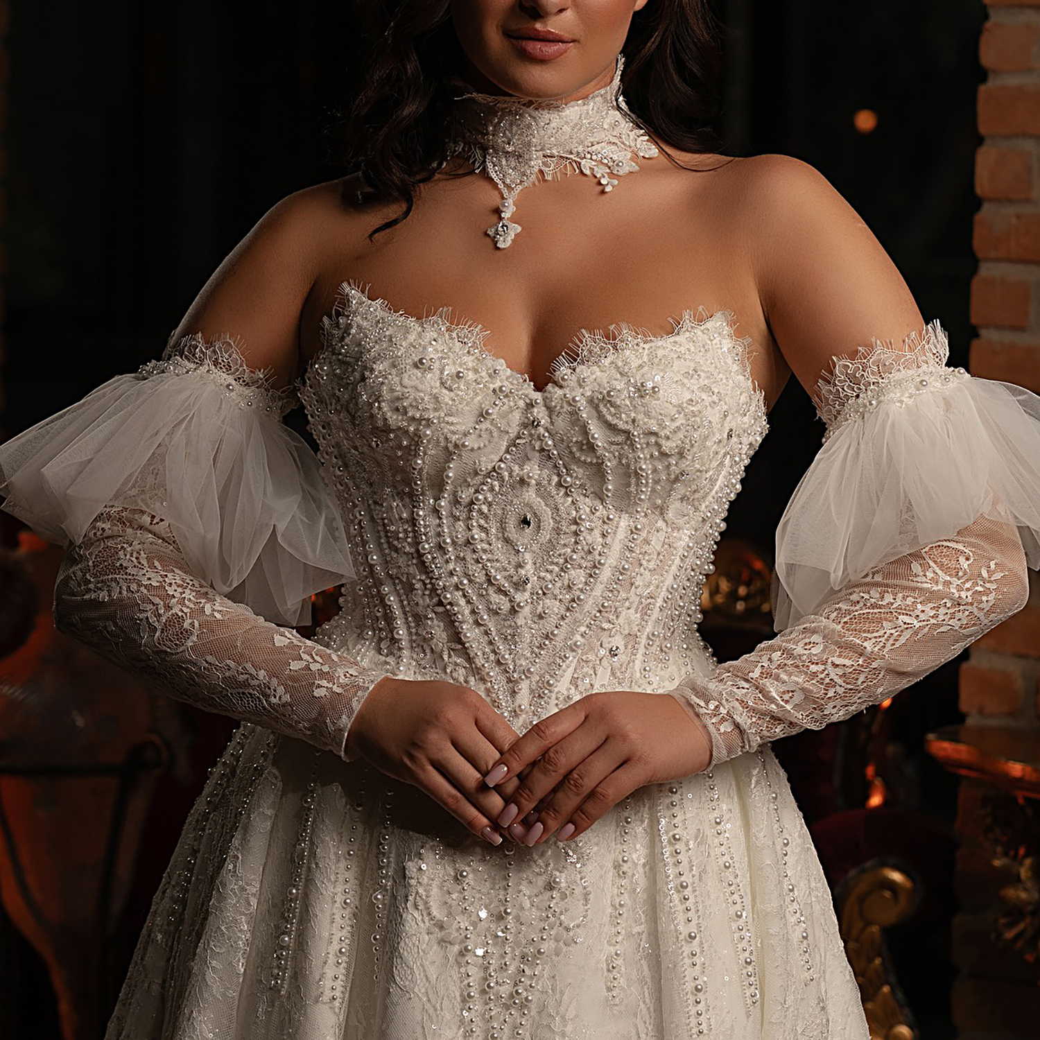 Eyelash lace with bead embroidery