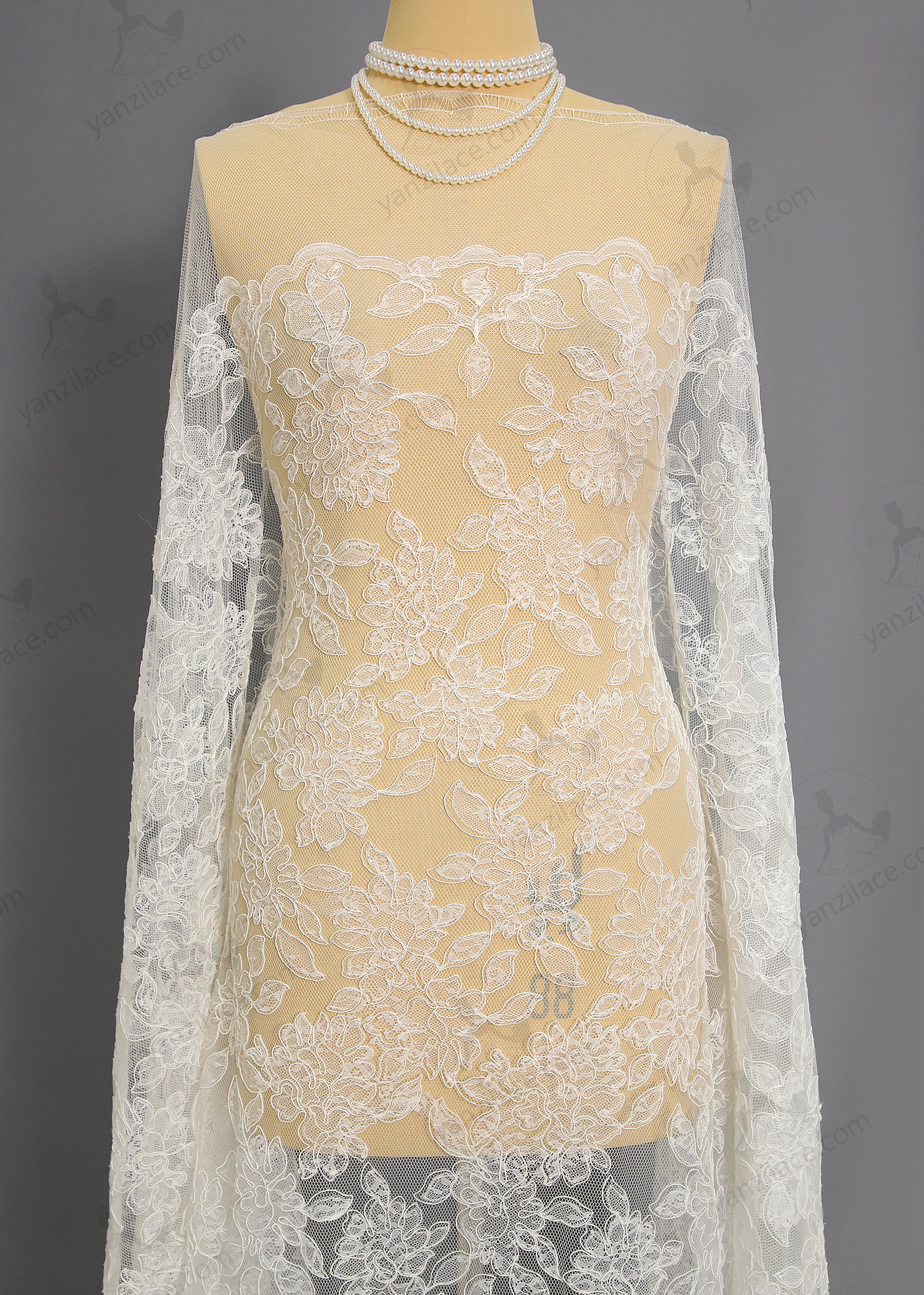 Yanzi corded bead embroidered lace with sequin  (YZC009)