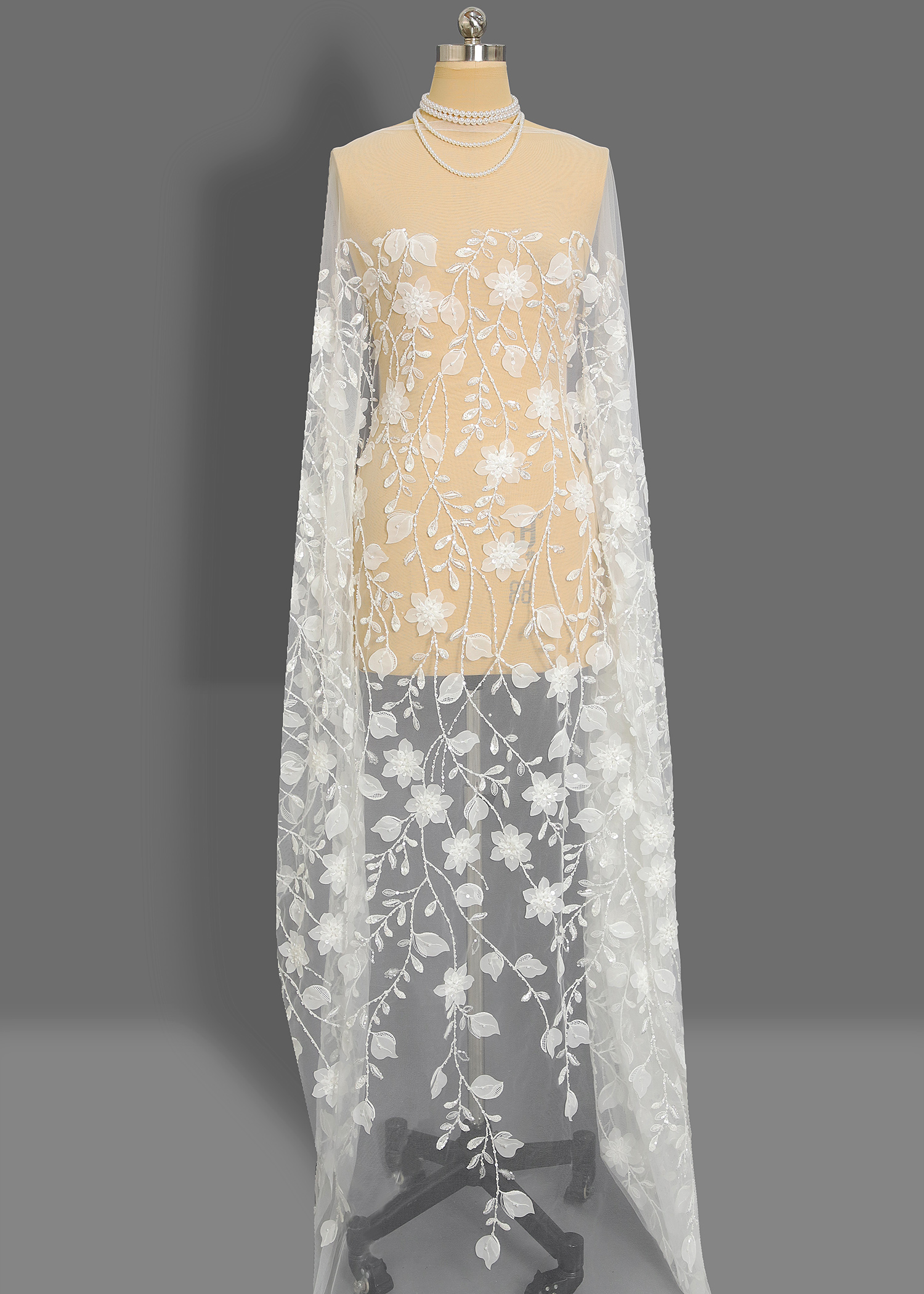 Yanzi 3d floral Laser beaded sequin embroidered lace (YZZX772)