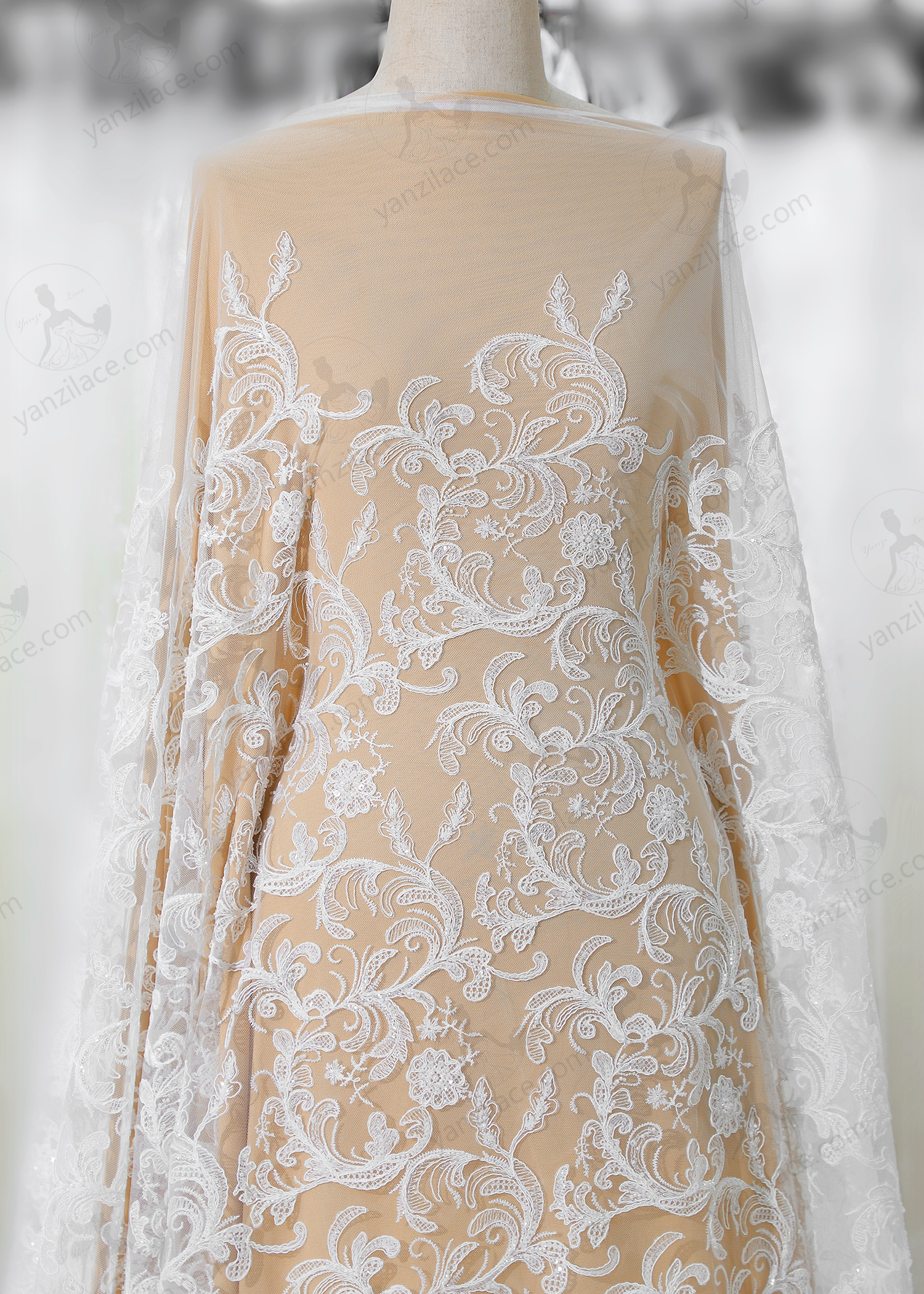 Yanzi corded bead embroidered lace with sequin  (YZC002)