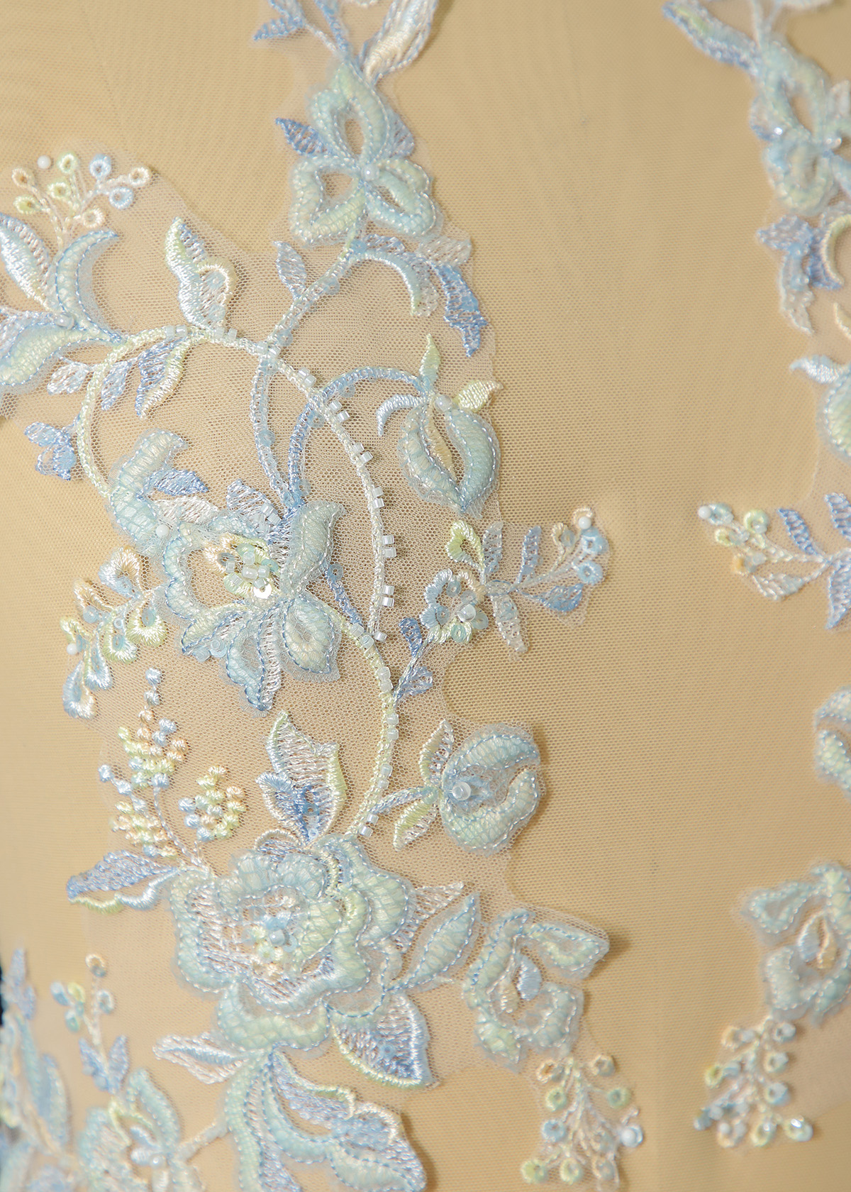 Yanzi embroidery applique floral Laser beaded sequin lace (YZOH116)