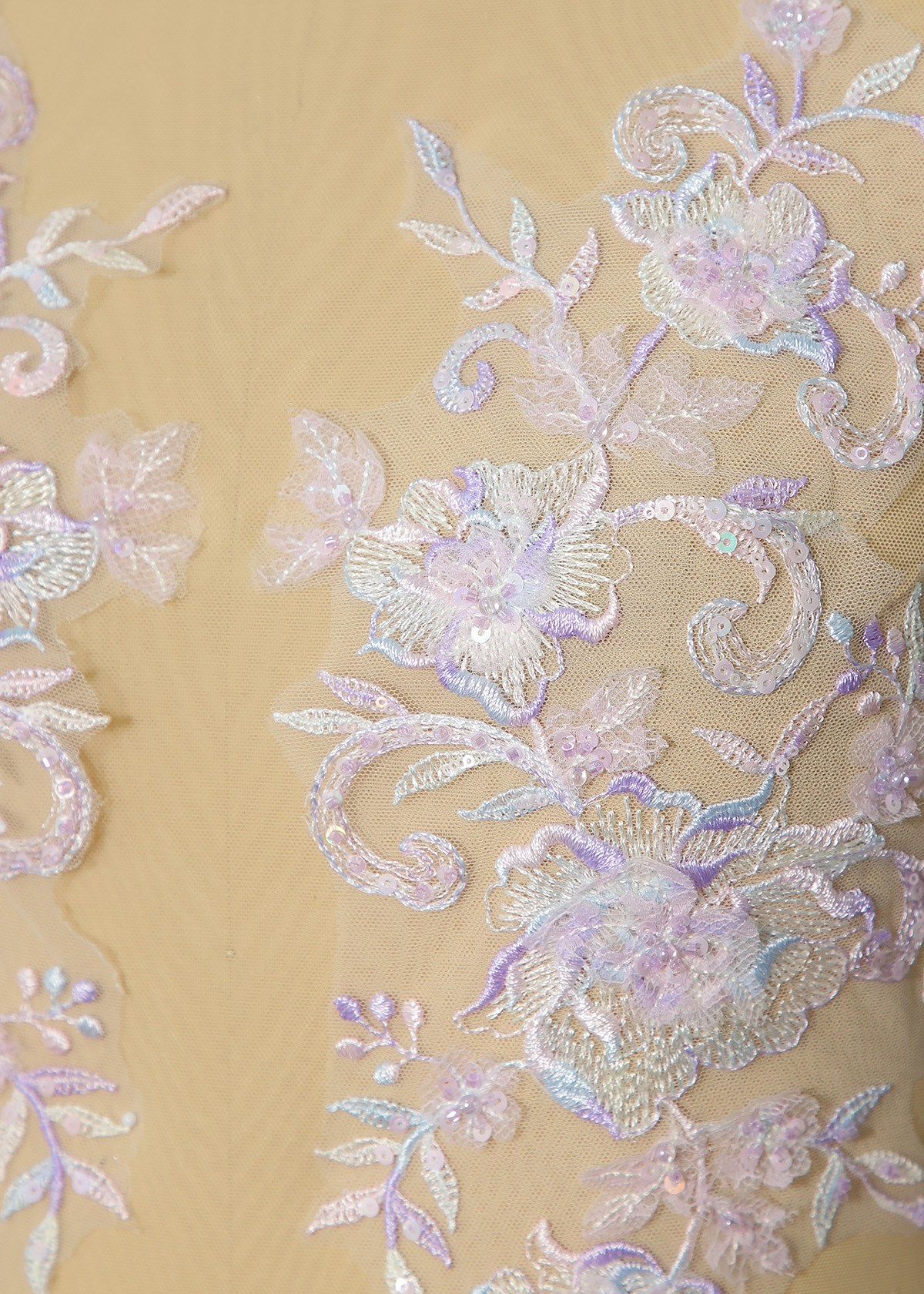 Yanzi embroidery applique floral Laser beaded sequin lace (YZOH107)