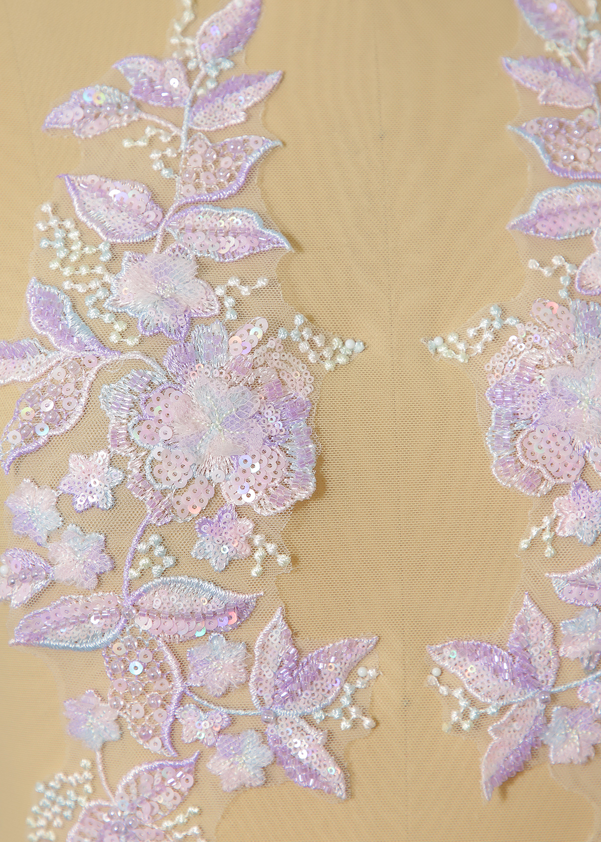 Yanzi embroidery applique floral Laser beaded sequin lace (YZOH112)