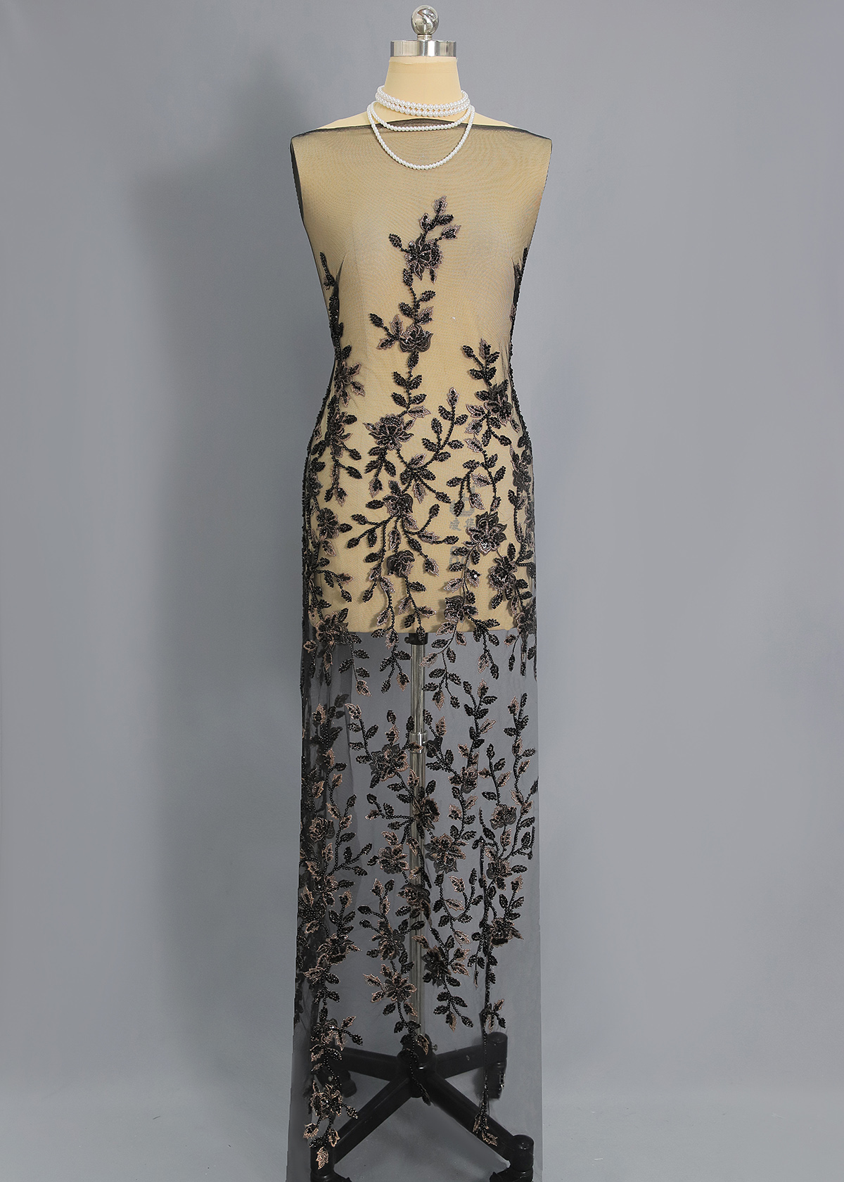 Yanzi colorful beaded lace dress fabric (YZZX358-1）
