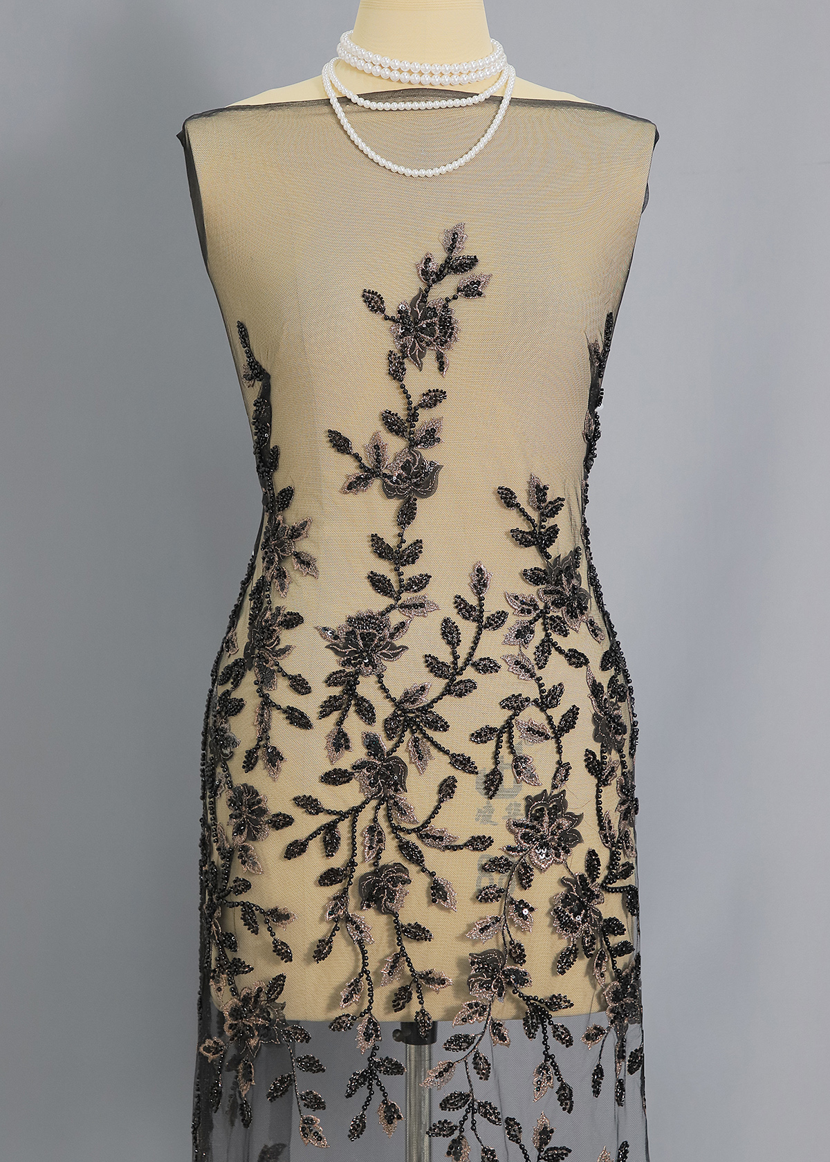 Yanzi colorful beaded lace dress fabric (YZZX358-1）