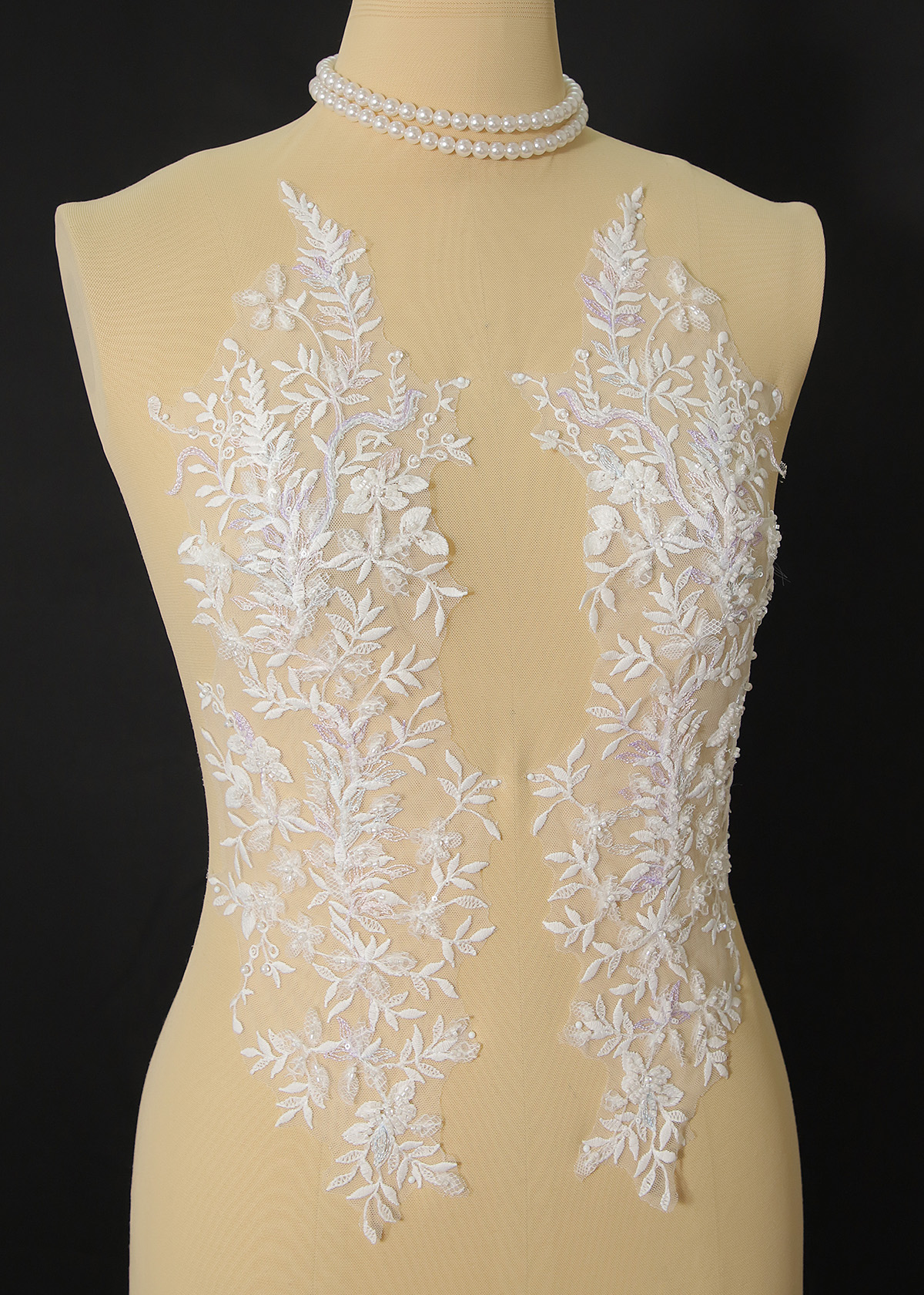 Yanzi embroidery applique floral Laser beaded sequin lace (YZOH119)
