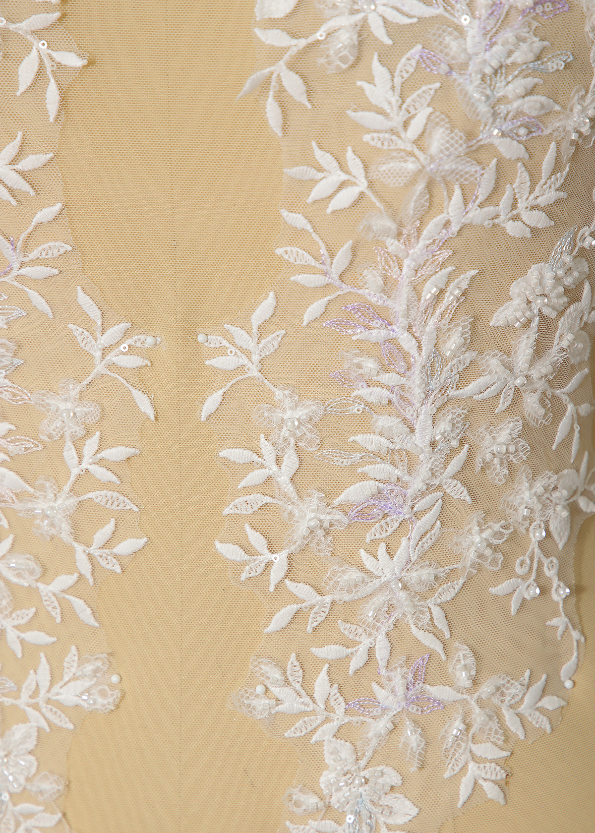Yanzi embroidery applique floral Laser beaded sequin lace (YZOH119)