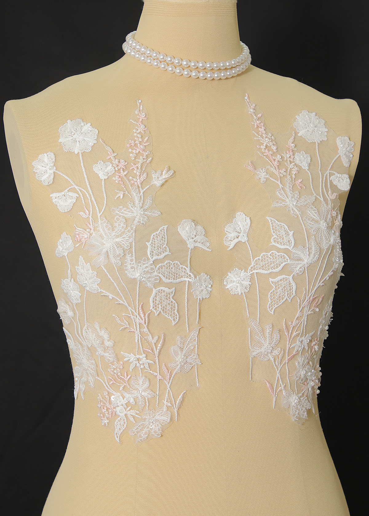 Yanzi embroidery applique floral Laser beaded sequin lace (YZOH121)