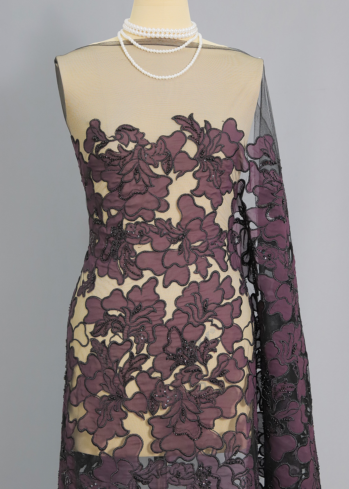 Yanzi colorful beaded lace dress fabric (YZZX263-1）