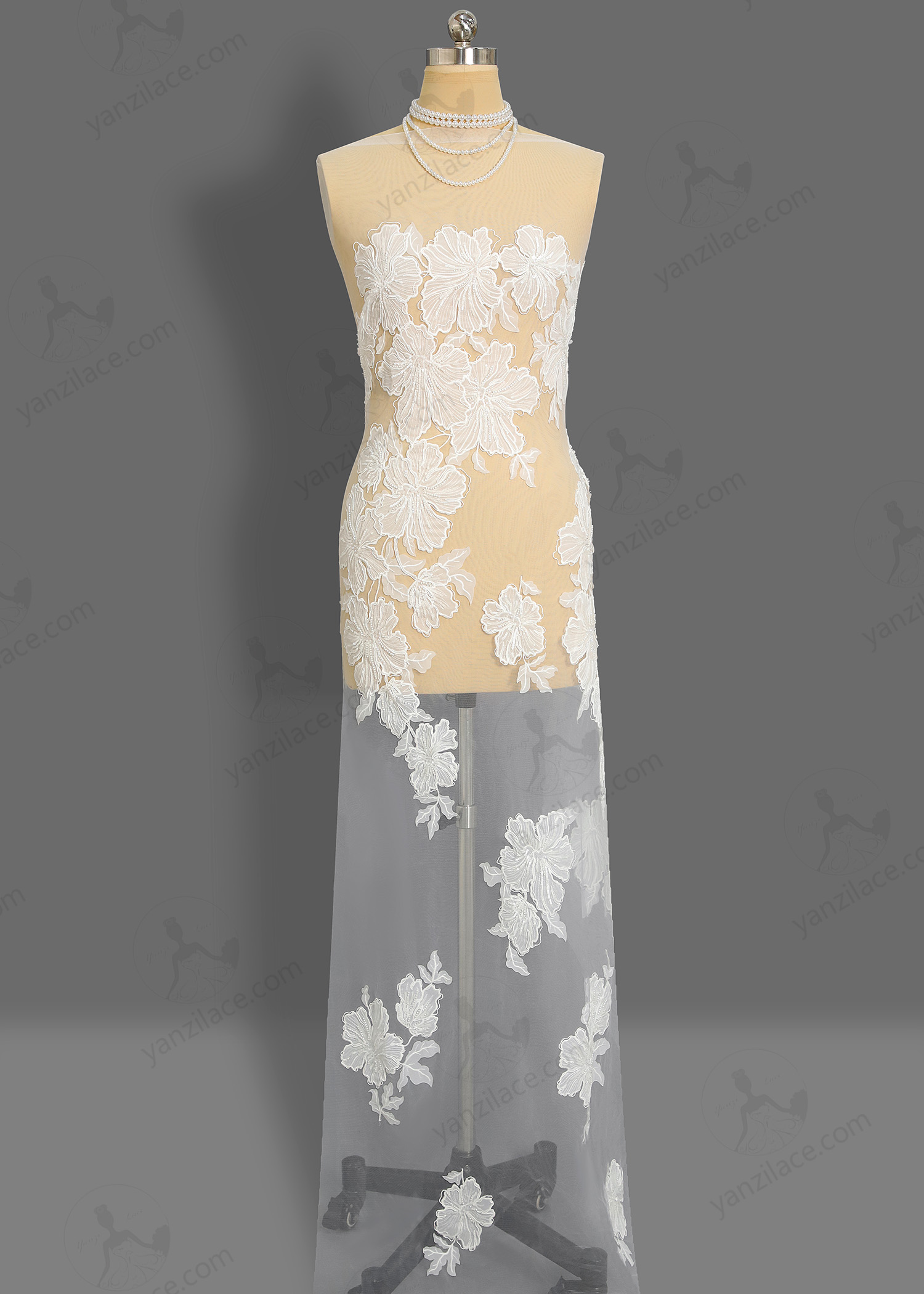 Yanzi corded bead embroidered lace with sequin  (YZC024-1)