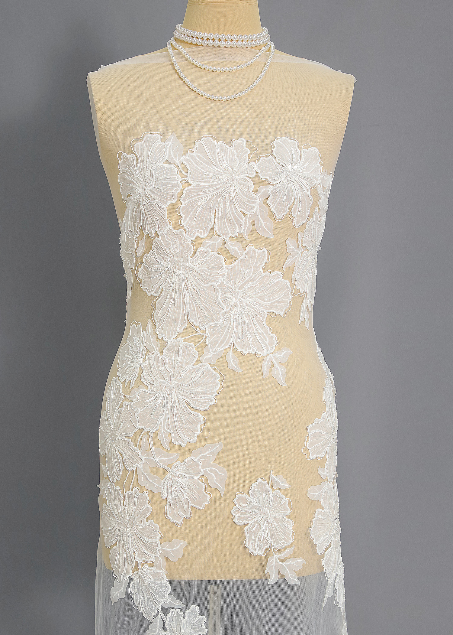 Yanzi corded bead embroidered lace with sequin  (YZC024-1)