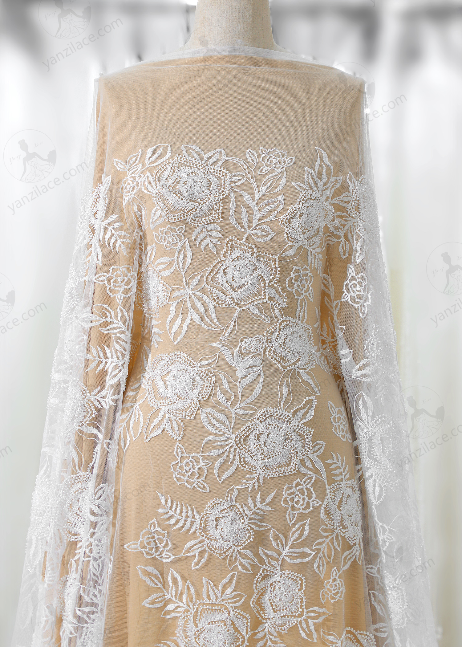 Yanzi corded bead embroidered lace with sequin  (YZC003)