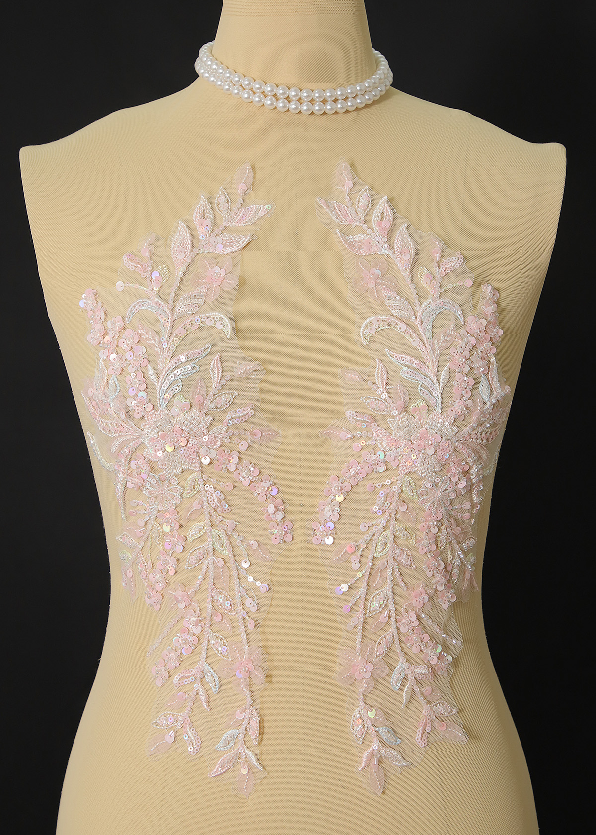 Yanzi embroidery applique floral Laser beaded sequin lace (YZOH125)