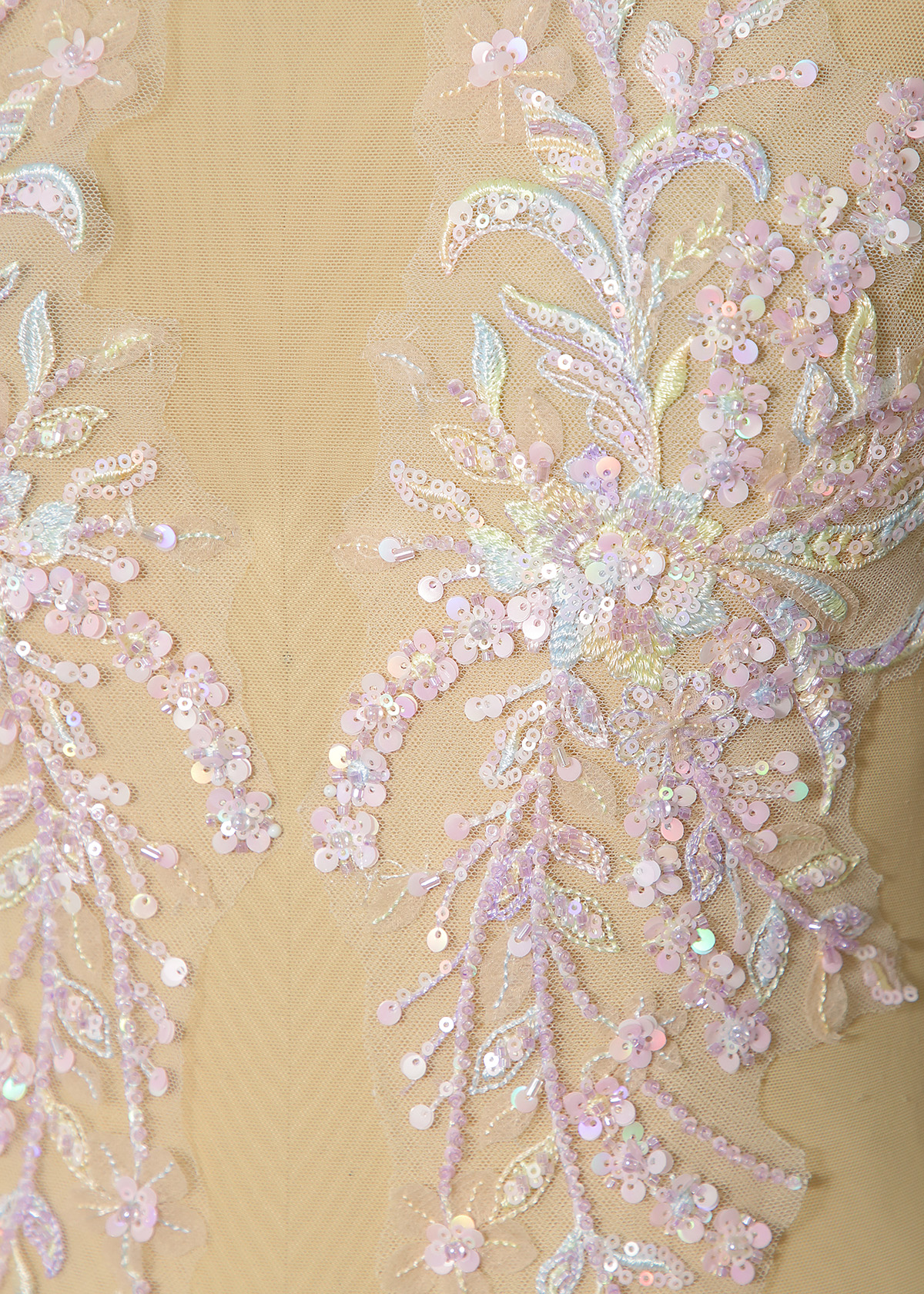 Yanzi embroidery applique floral Laser beaded sequin lace (YZOH125)