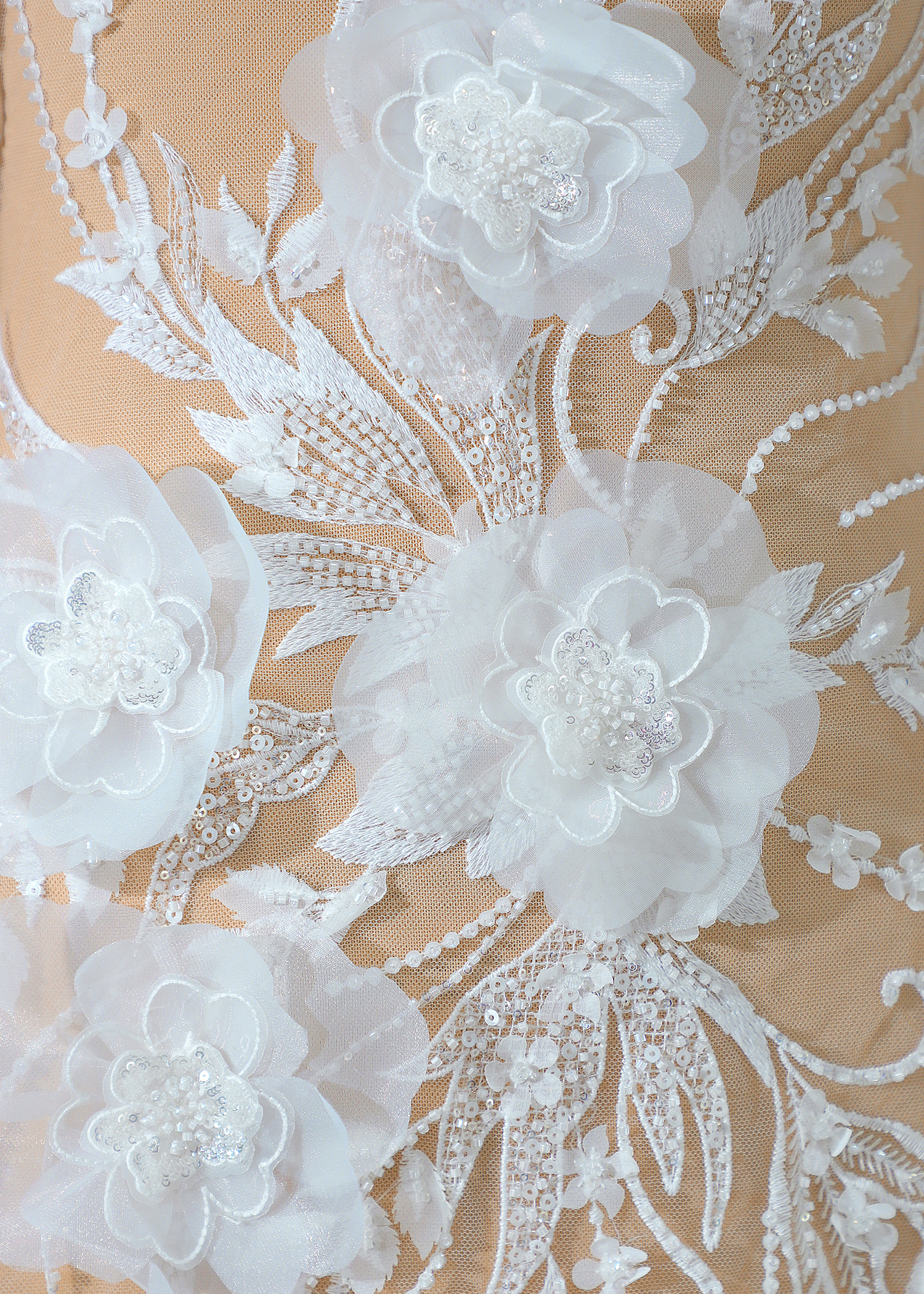 Yanzi 3D floral embroidered lace with beaded sequin  (YZ3DX023）