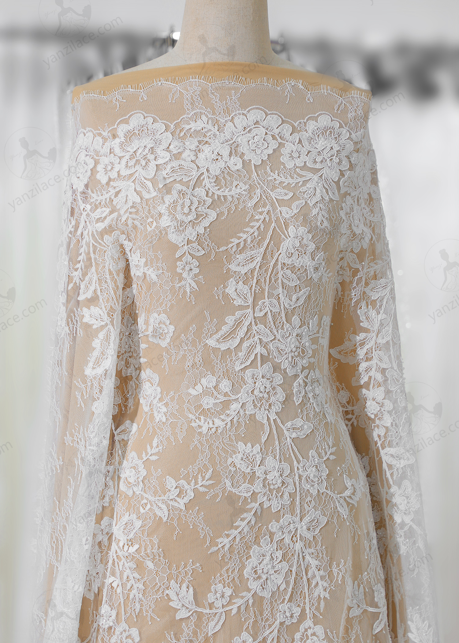 Yanzi corded bead embroidered lace with sequin  (YZC005)