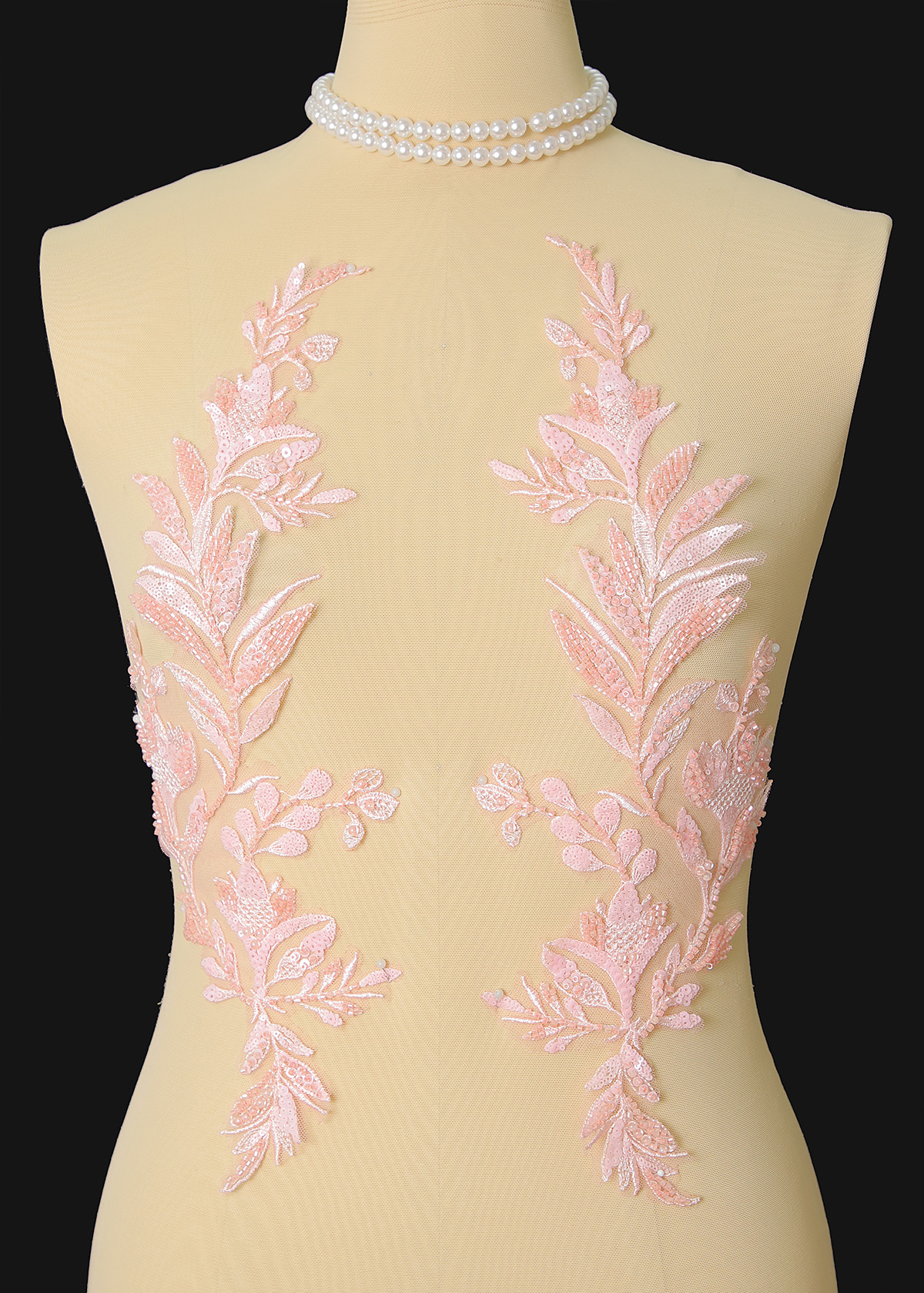 Yanzi beaded sequin embroidery applique floral (YZOH198)