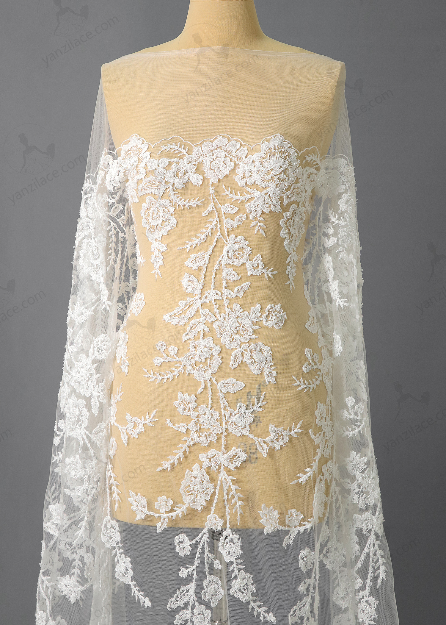 Yanzi corded bead embroidered lace with sequin  (YZC005)