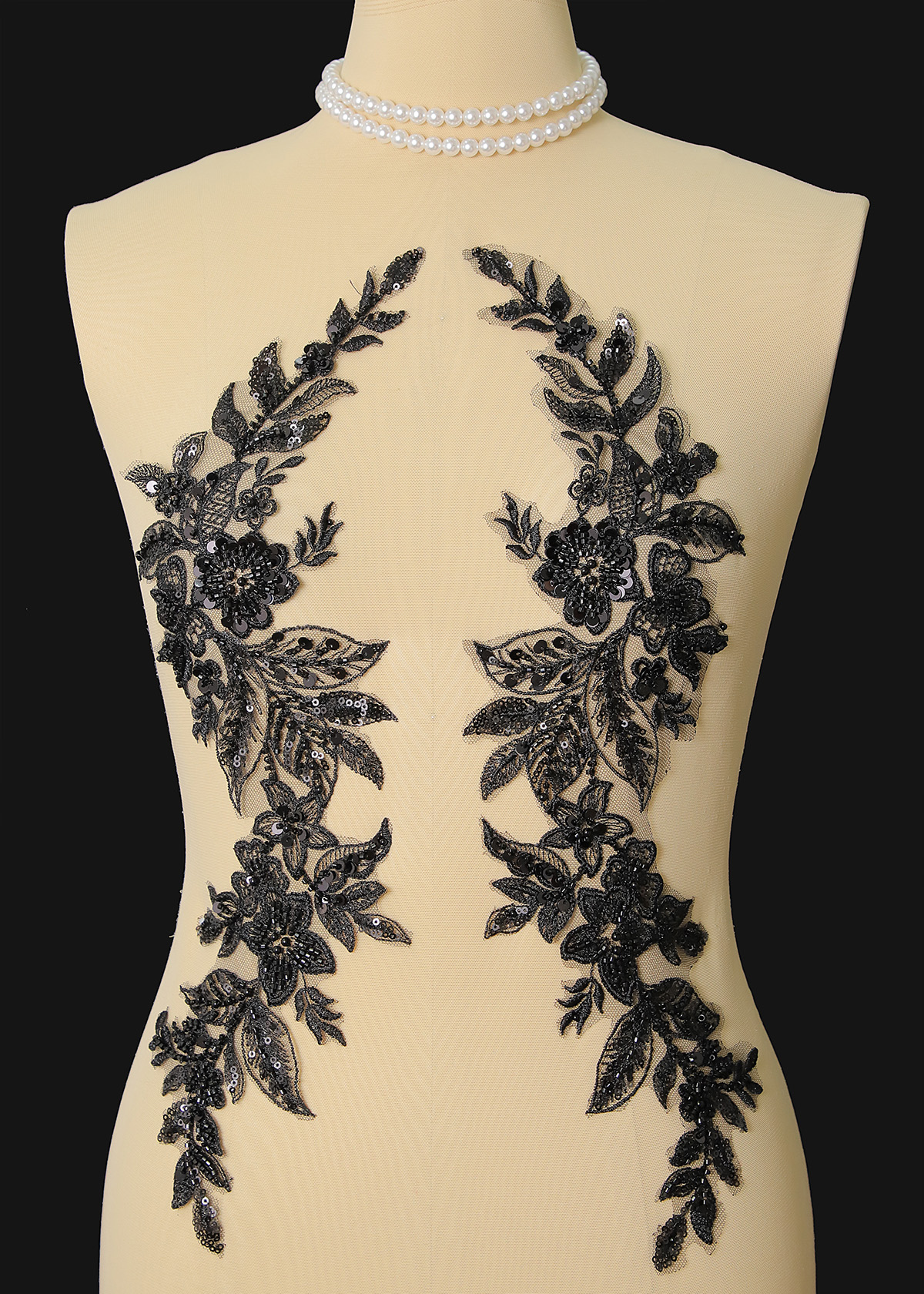 Yanzi beaded sequin embroidery applique floral (YZOH193)