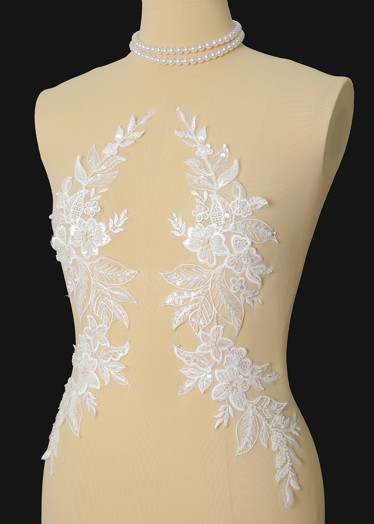 Yanzi beaded sequin embroidery applique floral (YZOH193)