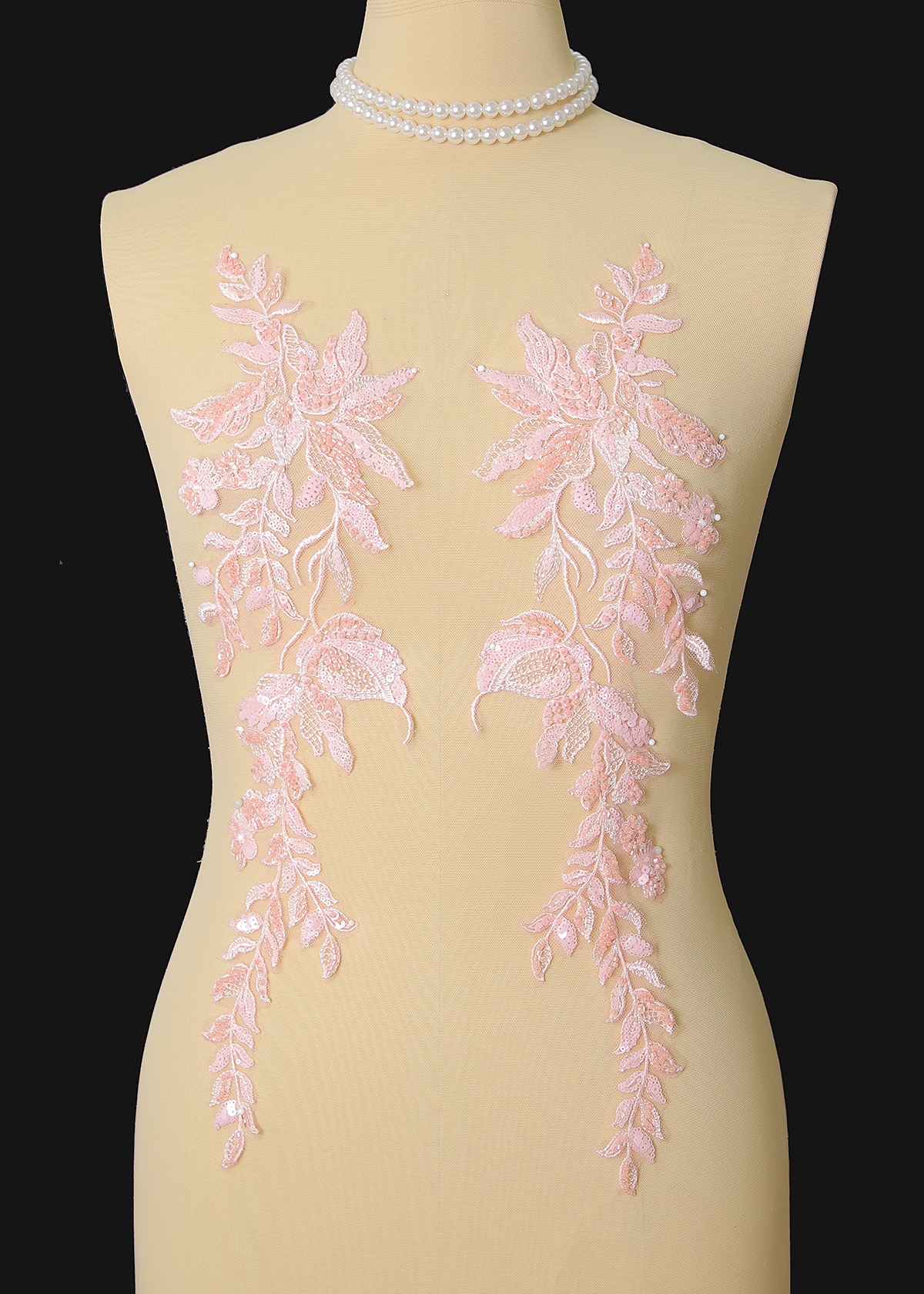 Yanzi beaded sequin embroidery applique floral (YZOH196)