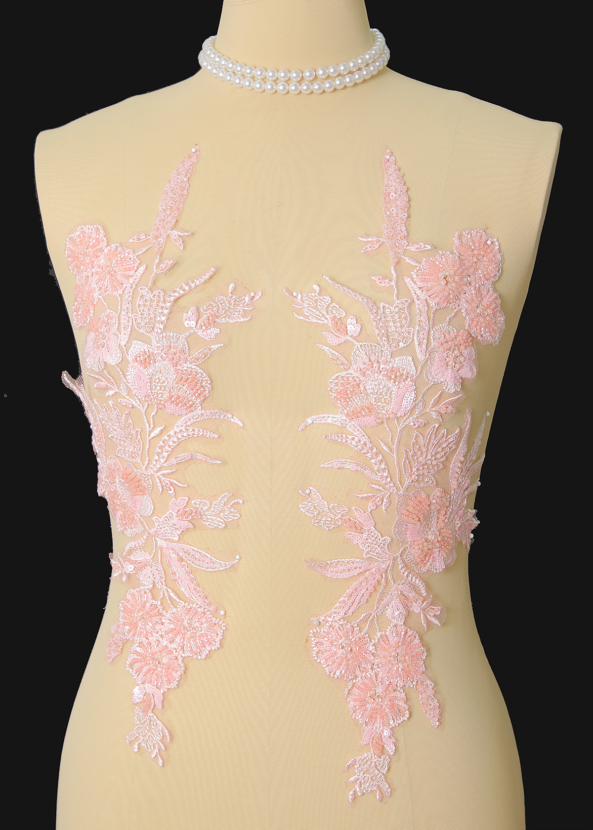 Yanzi beaded sequin embroidery applique floral (YZOH199)