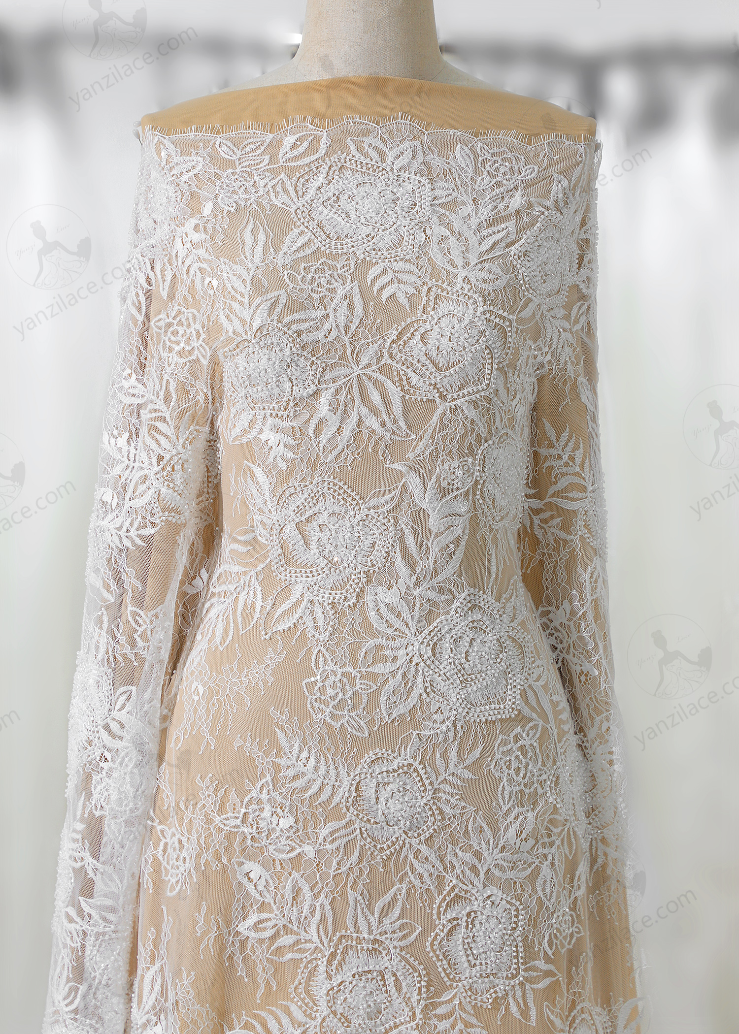 Yanzi corded bead embroidered lace with sequin  (YZC003)