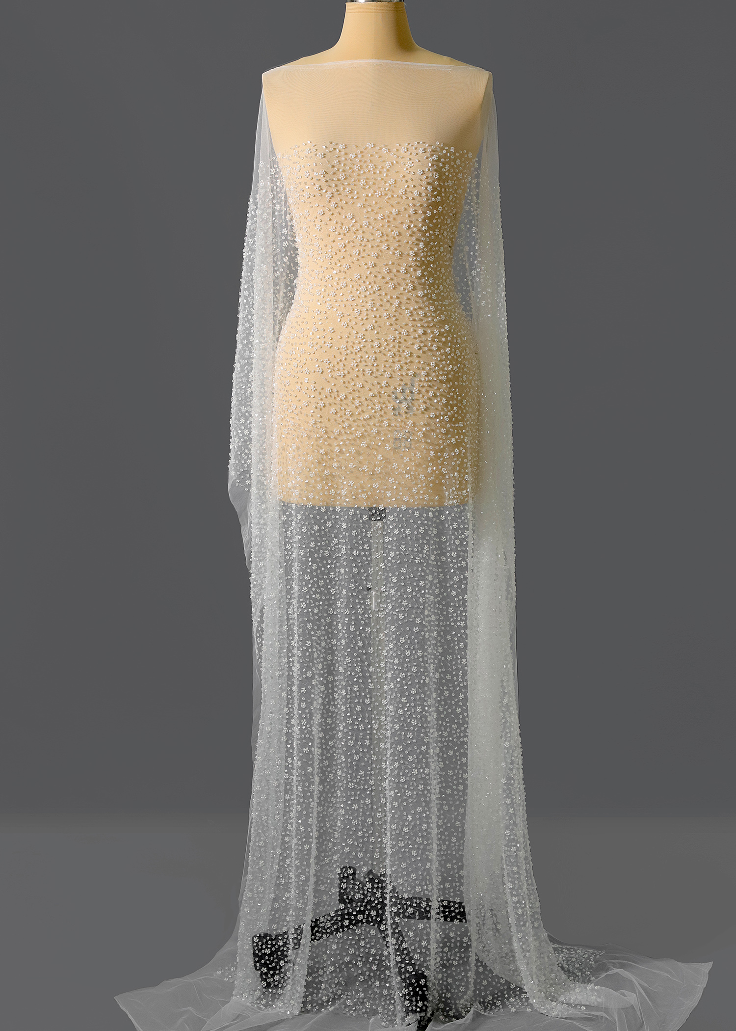 Yanzi bridal fabric luxury embroidery beads sequins lace (YZZX1012)