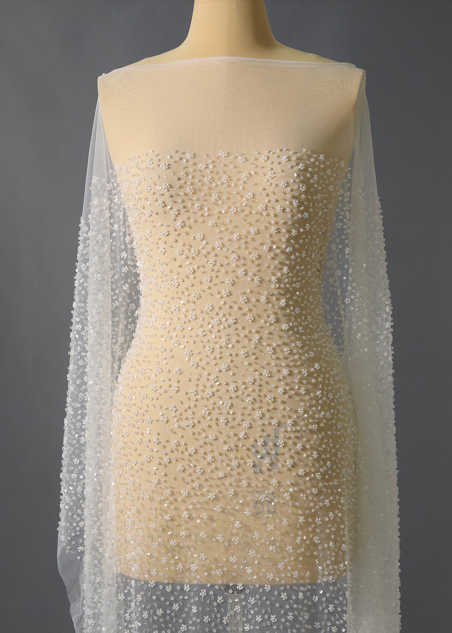 Yanzi bridal fabric luxury embroidery beads sequins lace (YZZX1012)