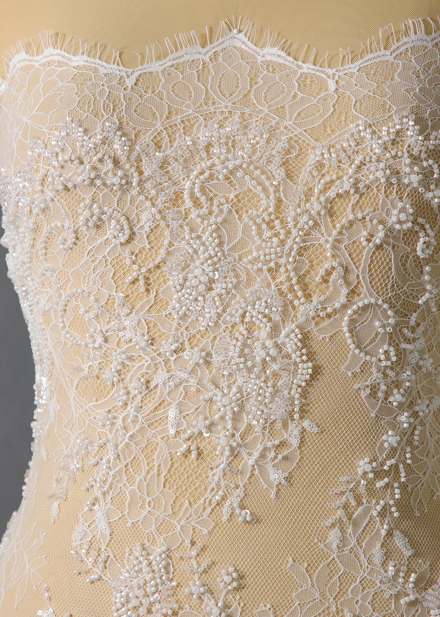 Yanzi eyelash lace with bead embroidery bridal wedding fabric lace (YZZX892)