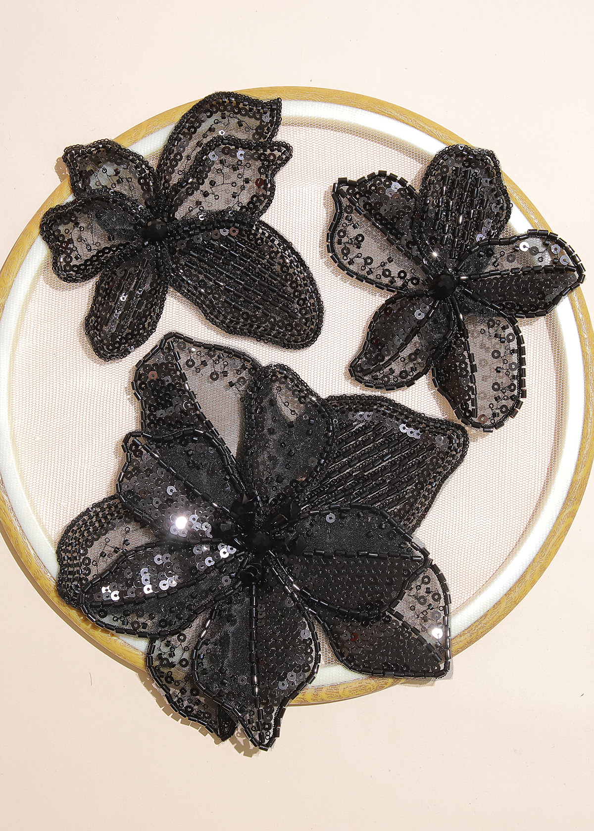 Yanzi Handmade 3d Flower Sequin Beads Applique(YZX148)