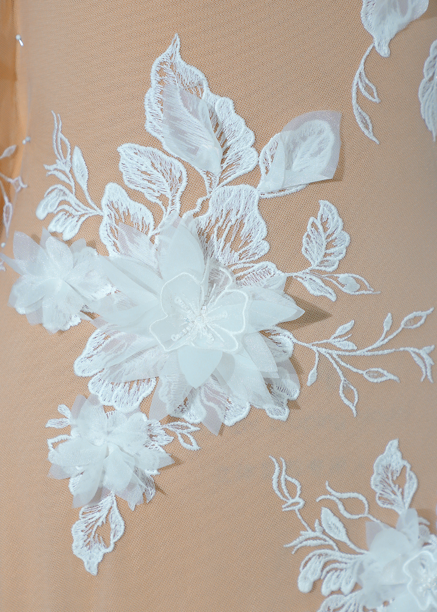 Yanzi 3D floral embroidered lace with beaded sequin  (YZ3DX027）