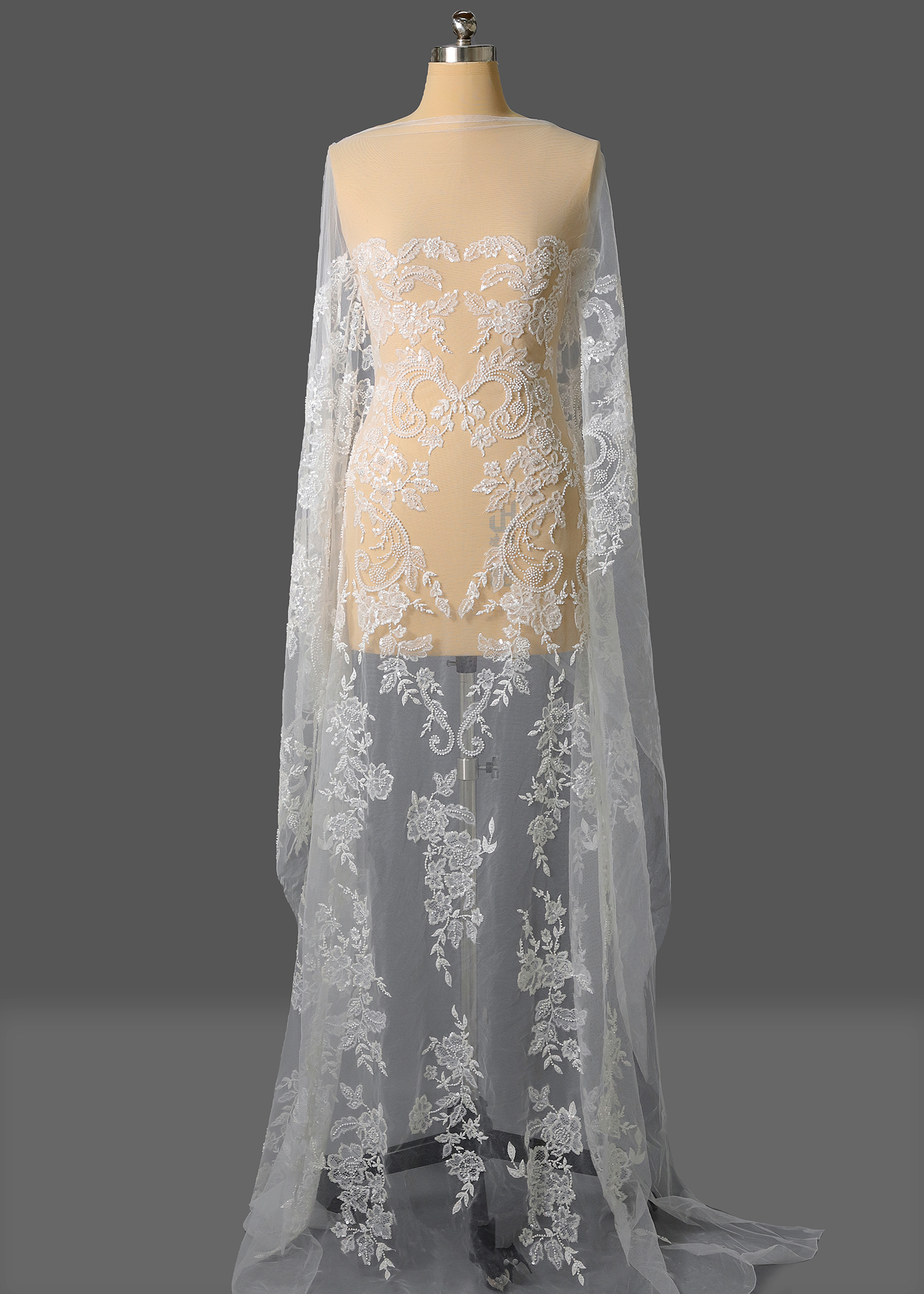 Yanzi bridal fabric luxury embroidery beads sequins lace (YZZX1022)