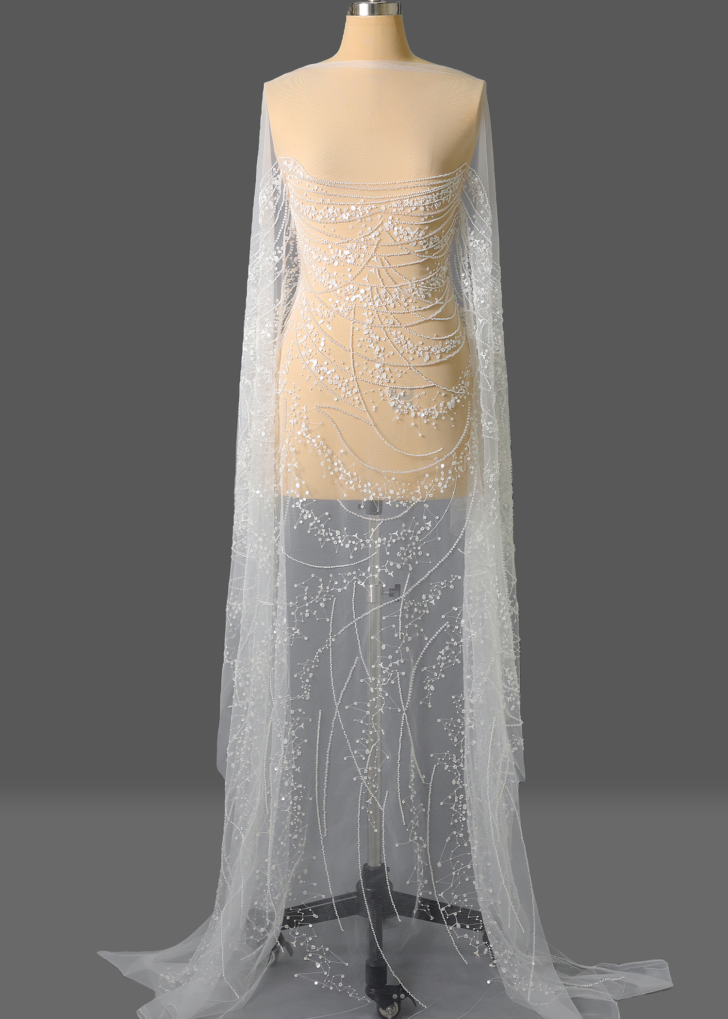 Yanzi bridal fabric luxury embroidery beads sequins lace (YZZX1020)