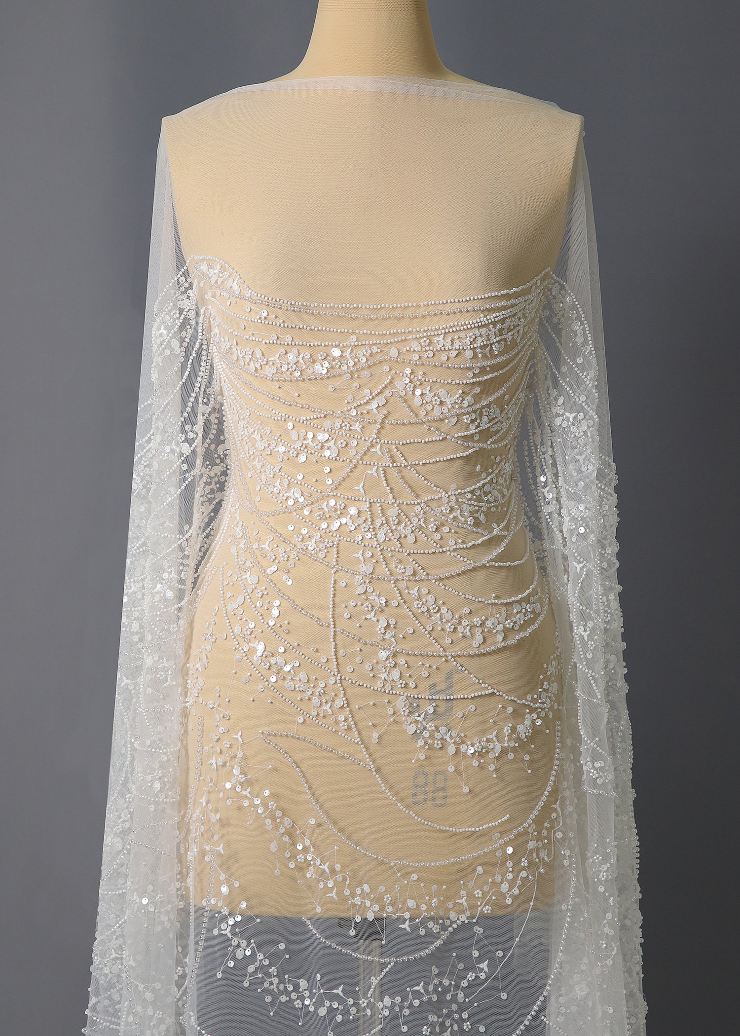 Yanzi bridal fabric luxury embroidery beads sequins lace (YZZX1020)