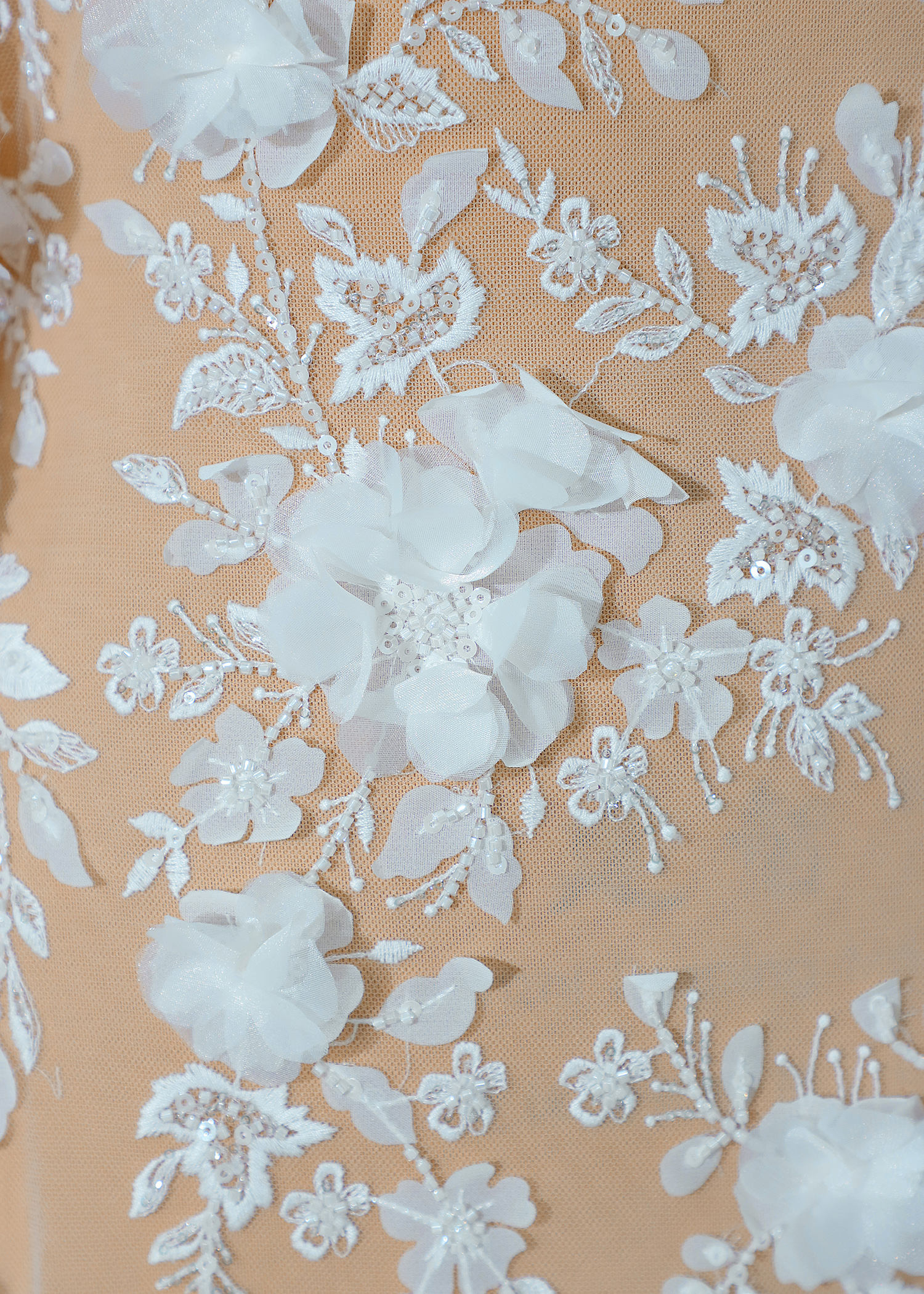 Yanzi 3D floral embroidered lace with beaded sequin  (YZ3DX029）