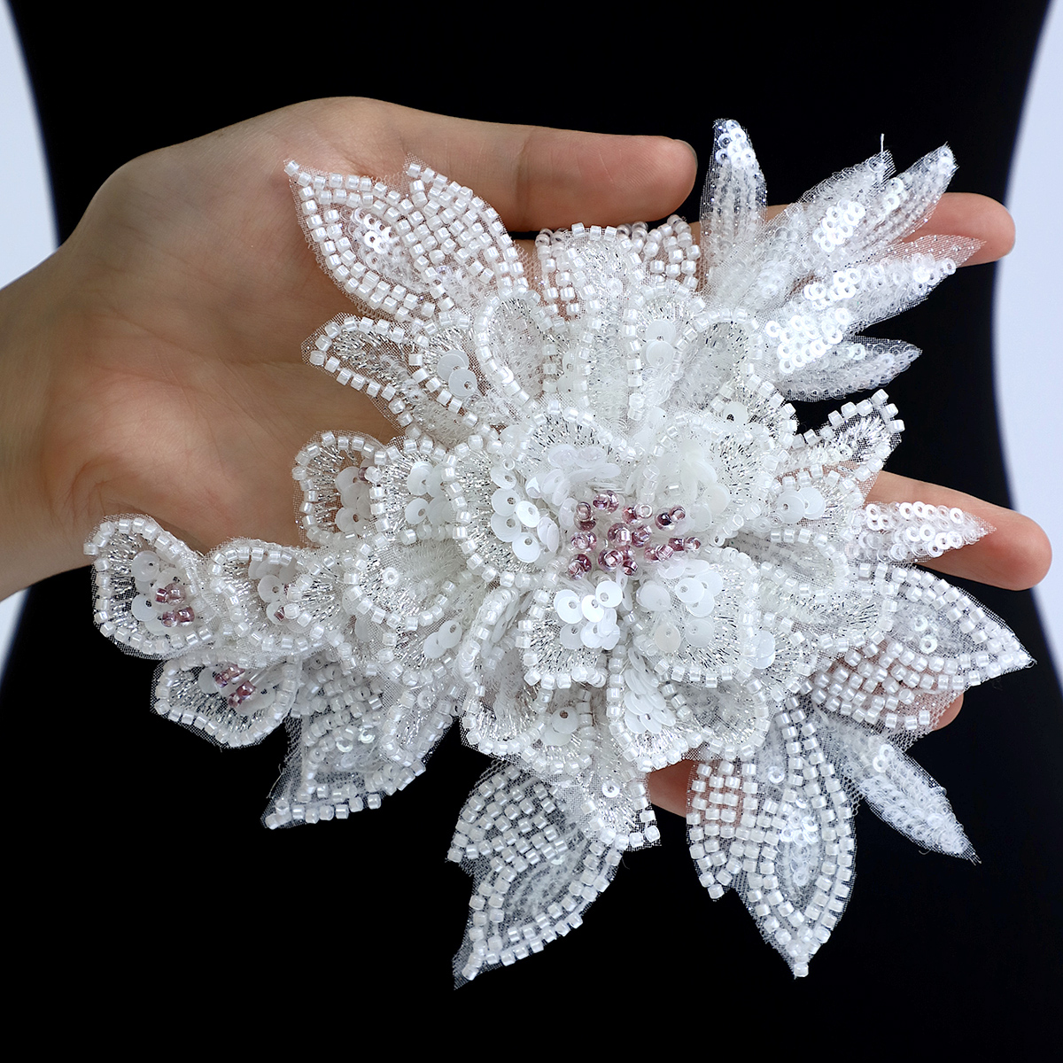 Yanzi Handmade 3d Flower Sequin Beads Applique(YZLQ009)