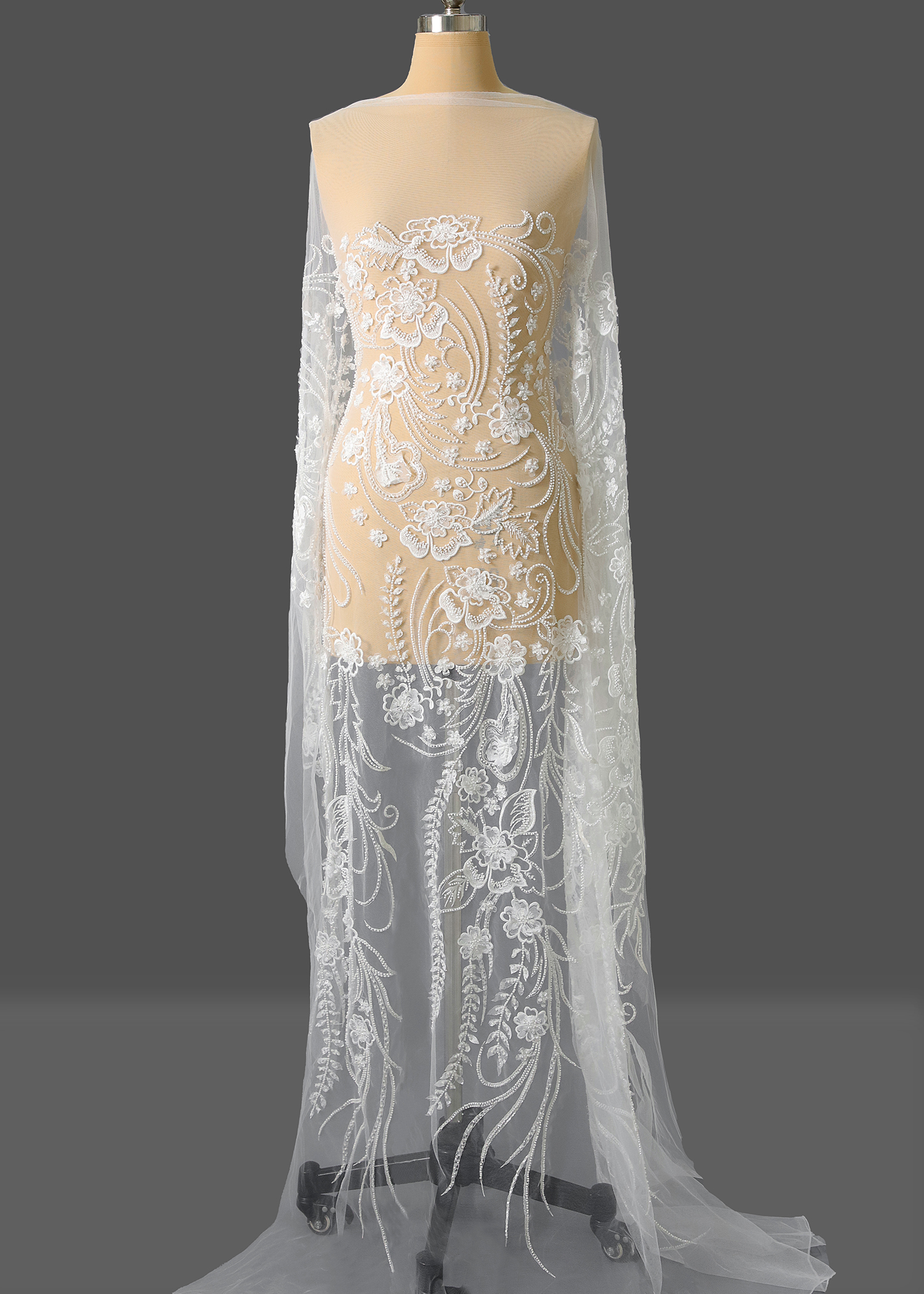 Yanzi bridal fabric luxury embroidery beads sequins lace (YZZX1025)