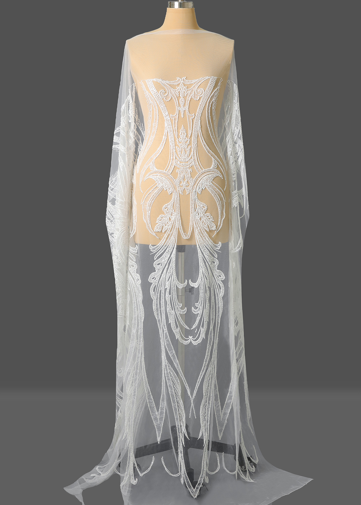 Yanzi bridal fabric luxury embroidery beads sequins lace (YZZX1024)