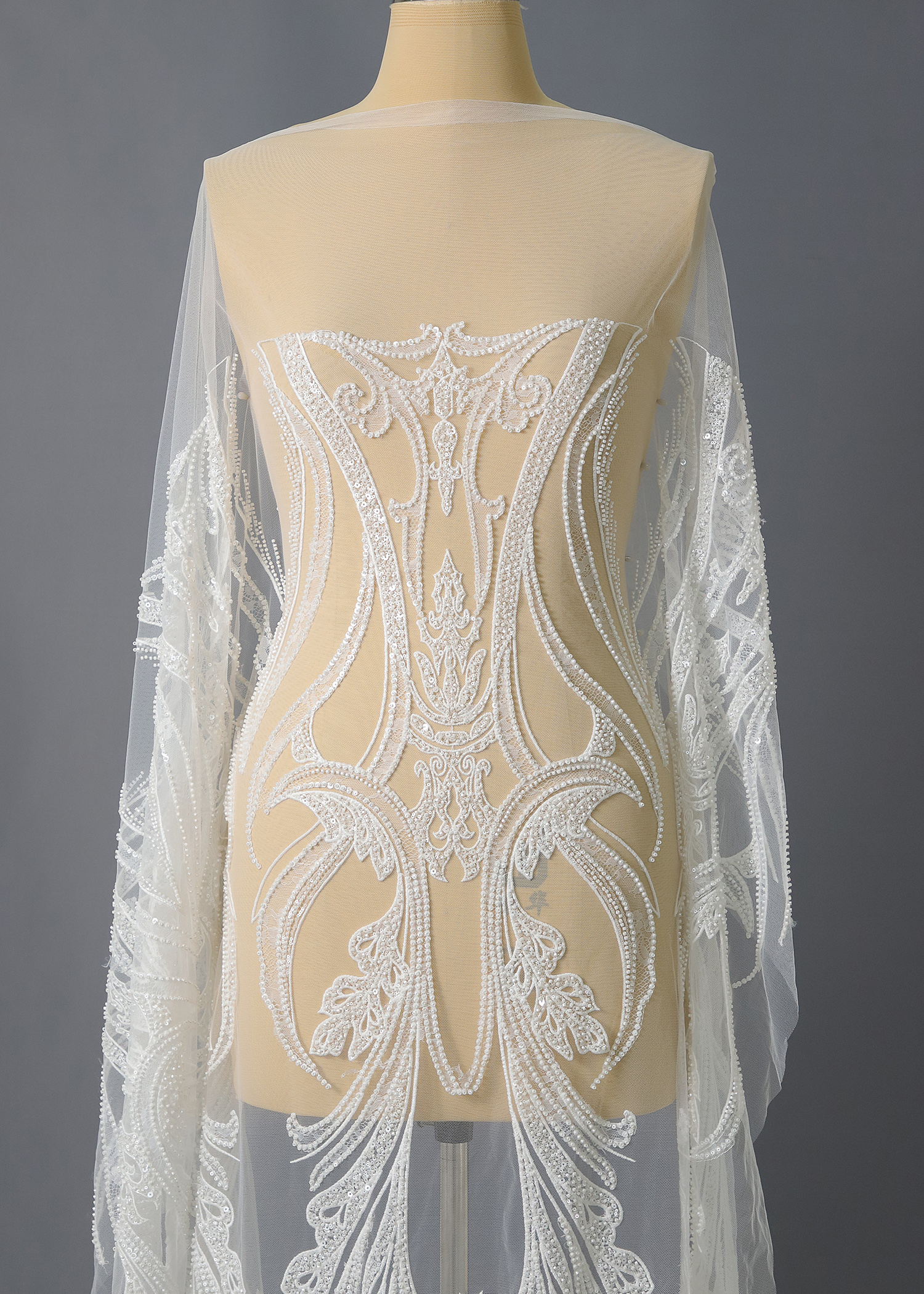 Yanzi bridal fabric luxury embroidery beads sequins lace (YZZX1024)