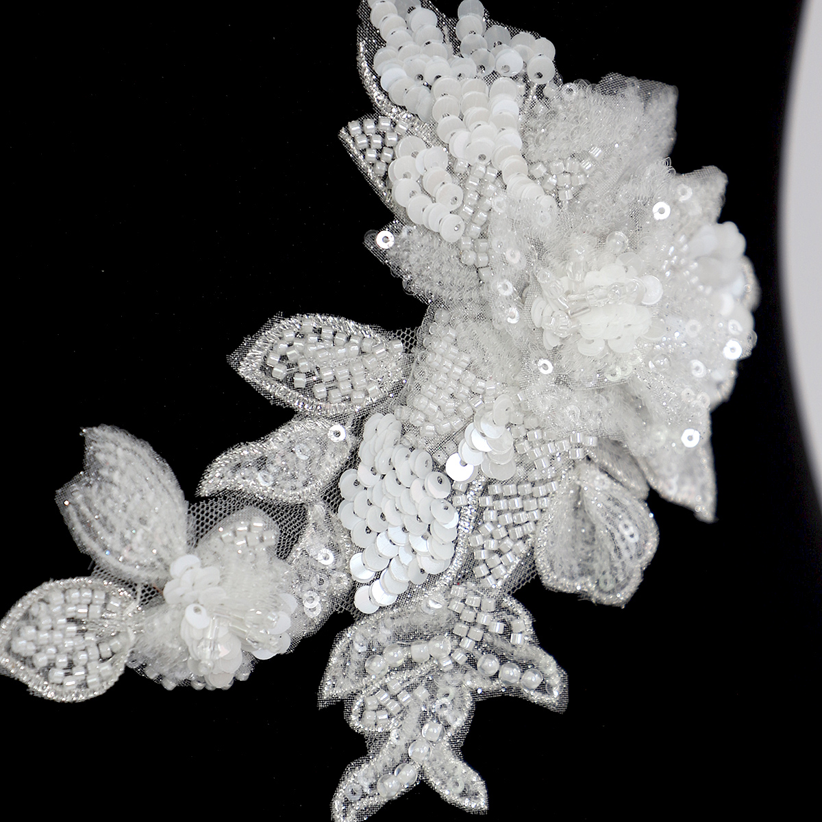 Yanzi Handmade 3d Flower Sequin Beads Applique(YZLQ012)