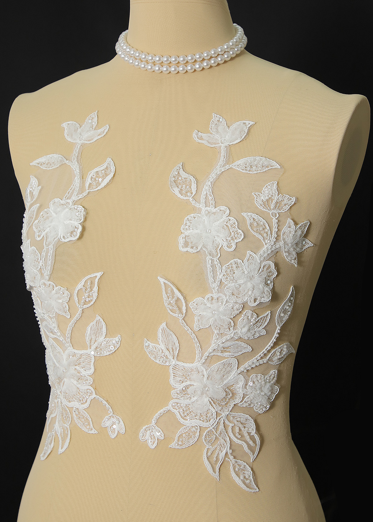 Yanzi beaded sequin embroidery applique floral (YZOH232)