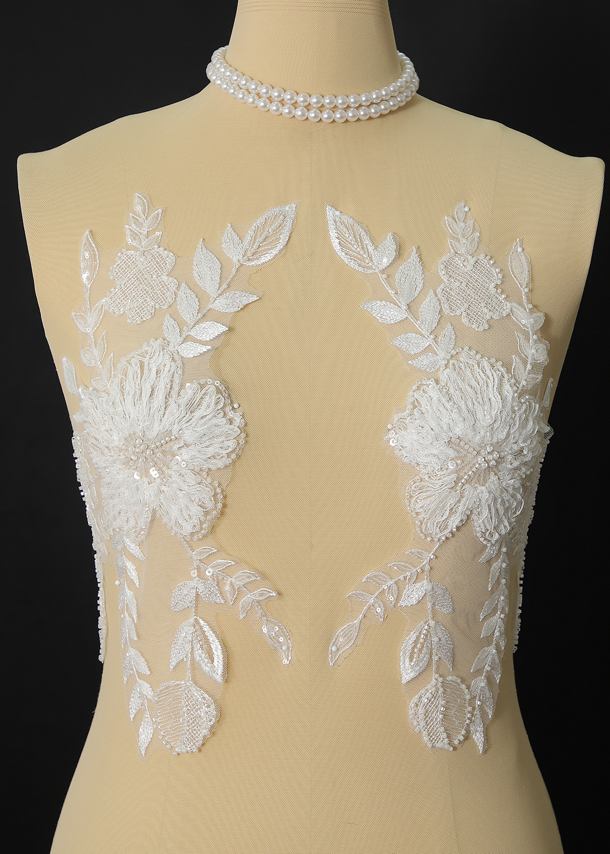 Yanzi beaded sequin embroidery applique floral (YZOH228)
