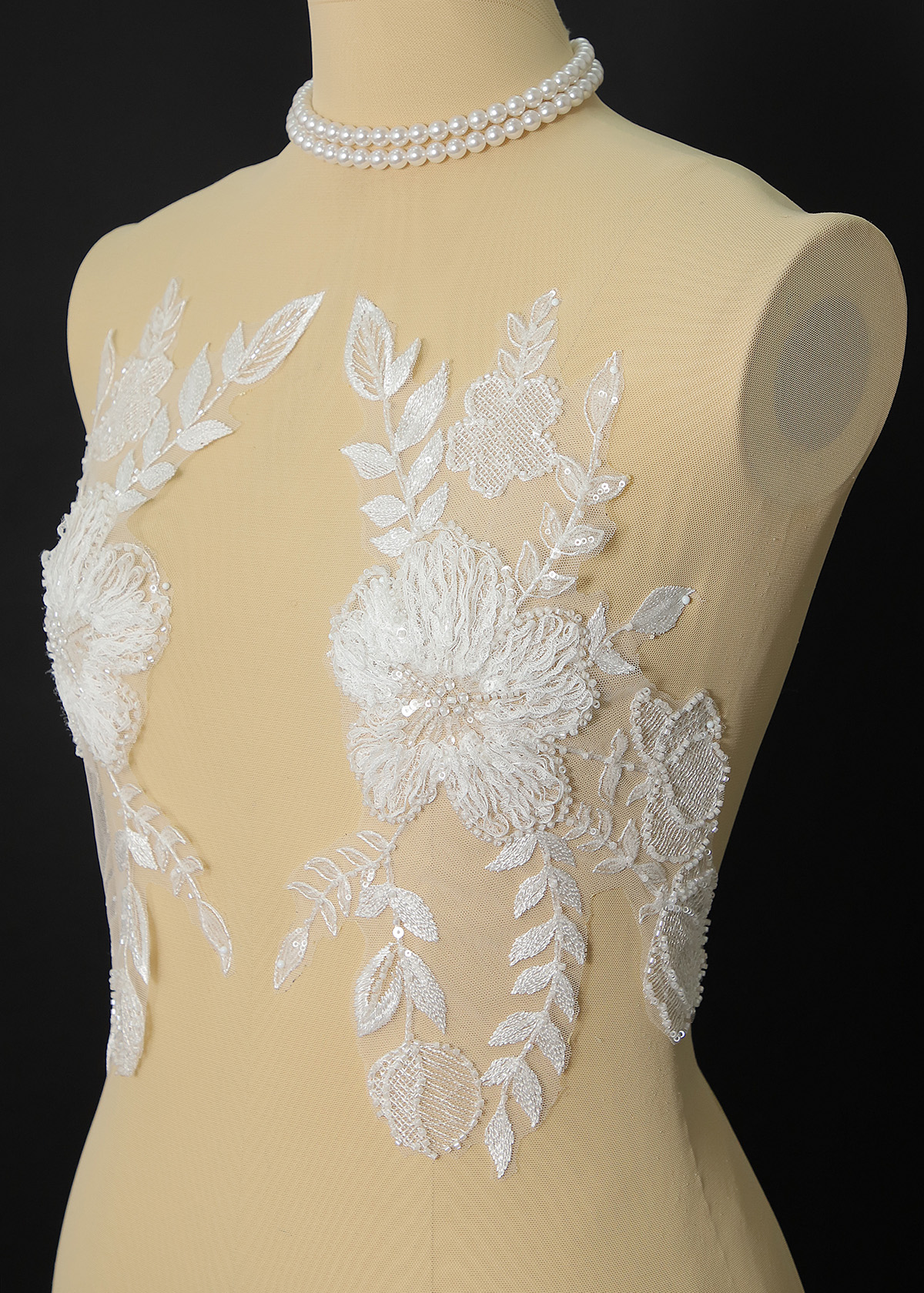 Yanzi beaded sequin embroidery applique floral (YZOH228)