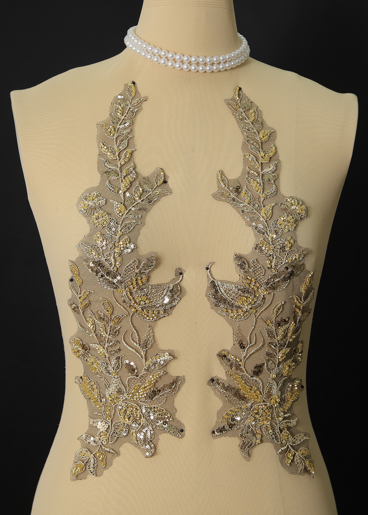 Yanzi beaded sequin embroidery applique floral (YZOH196)