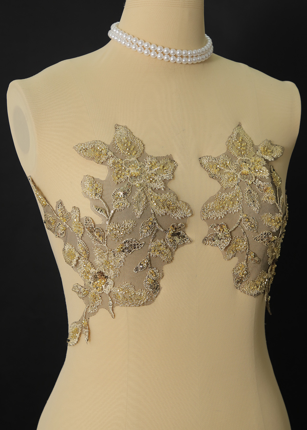 Yanzi beaded sequin embroidery applique floral (YZOH206)